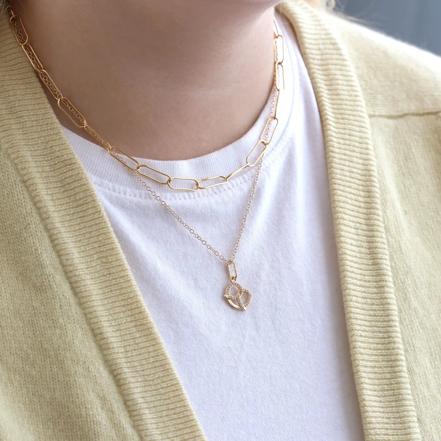 Pretzel Charm Necklace