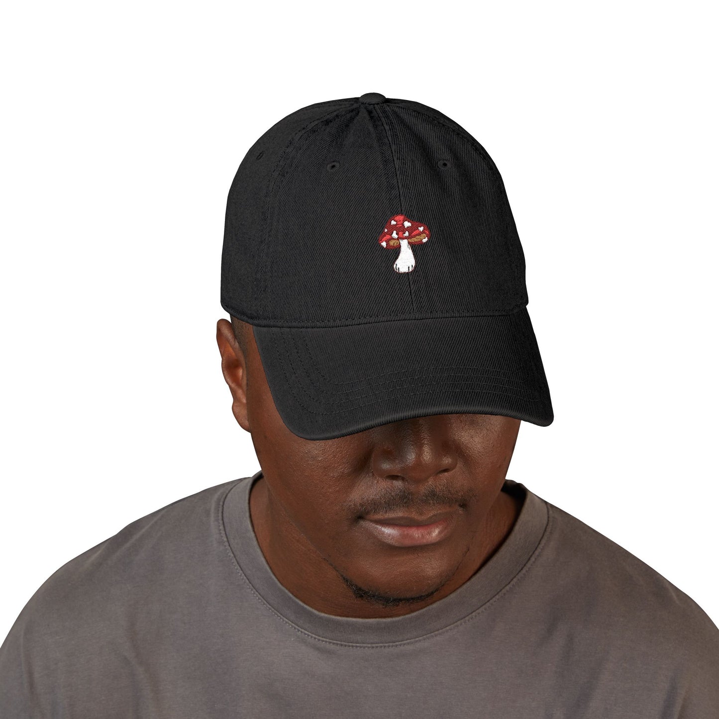 Denim Embroidered Mushroom Hat