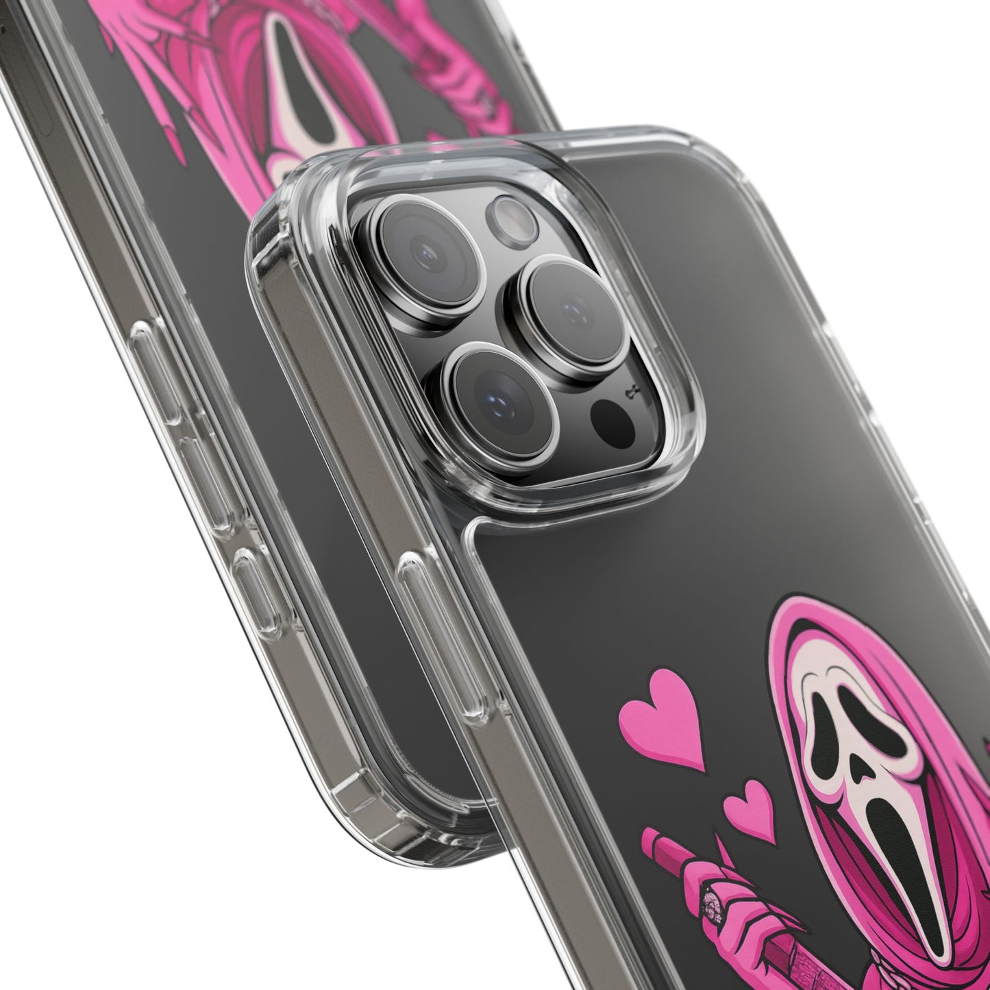 Pink Ghost Clear Phone Case