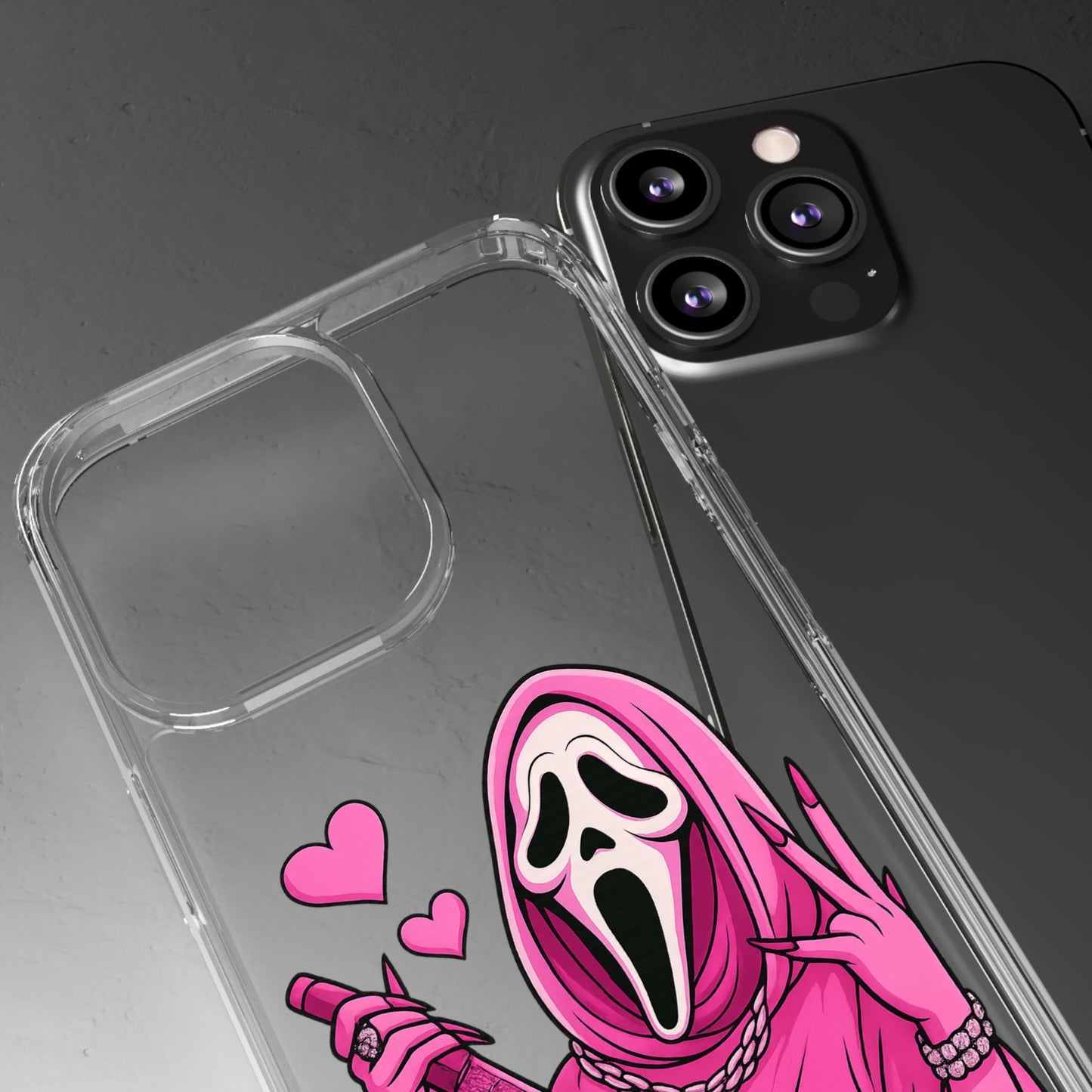 Pink Ghost Clear Phone Case