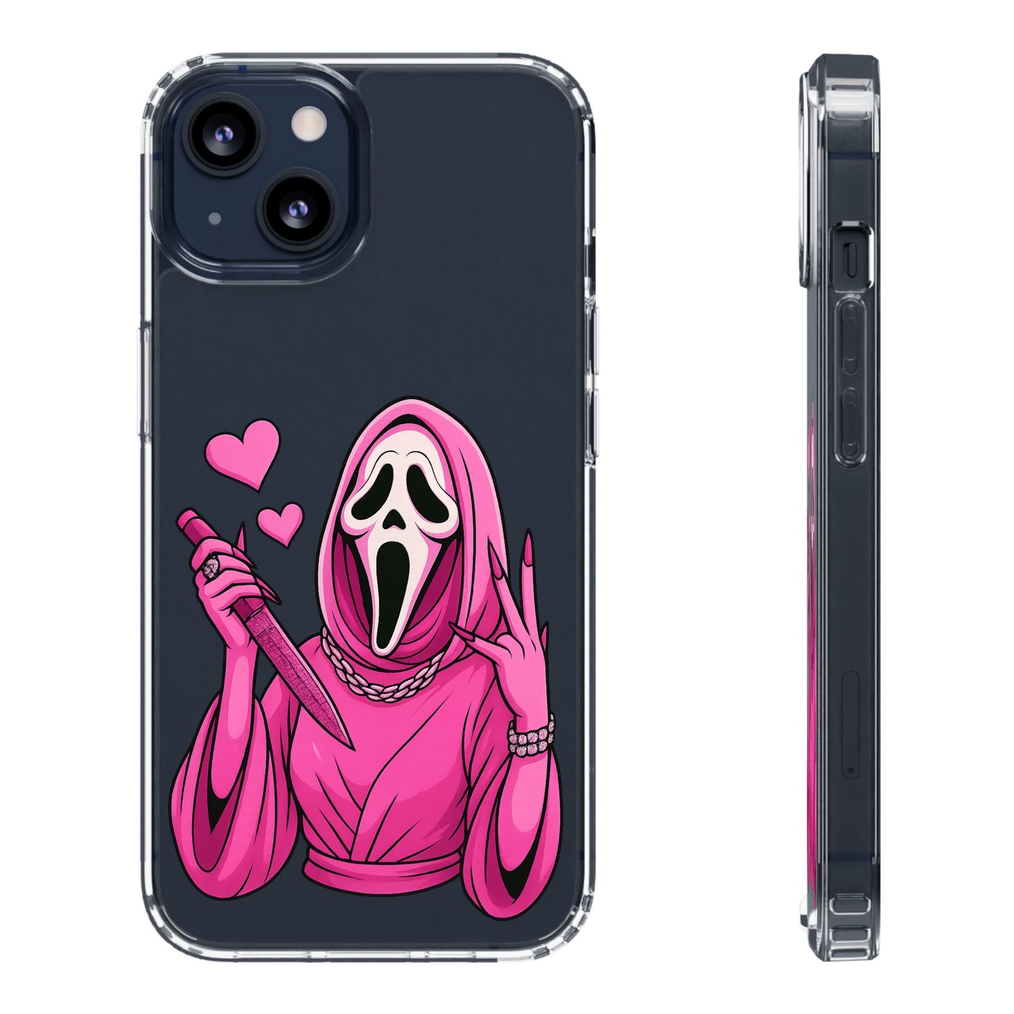 Pink Ghost Clear Phone Case