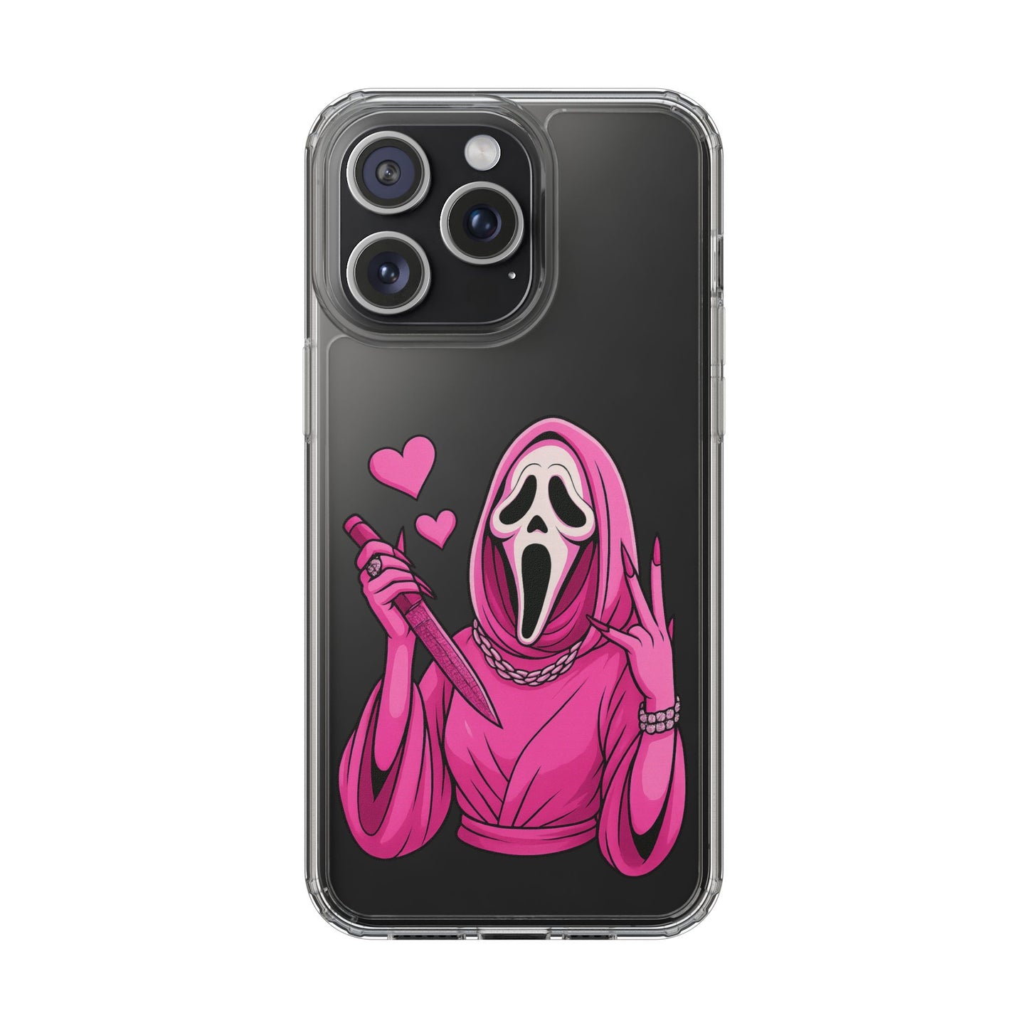 Pink Ghost Clear Phone Case