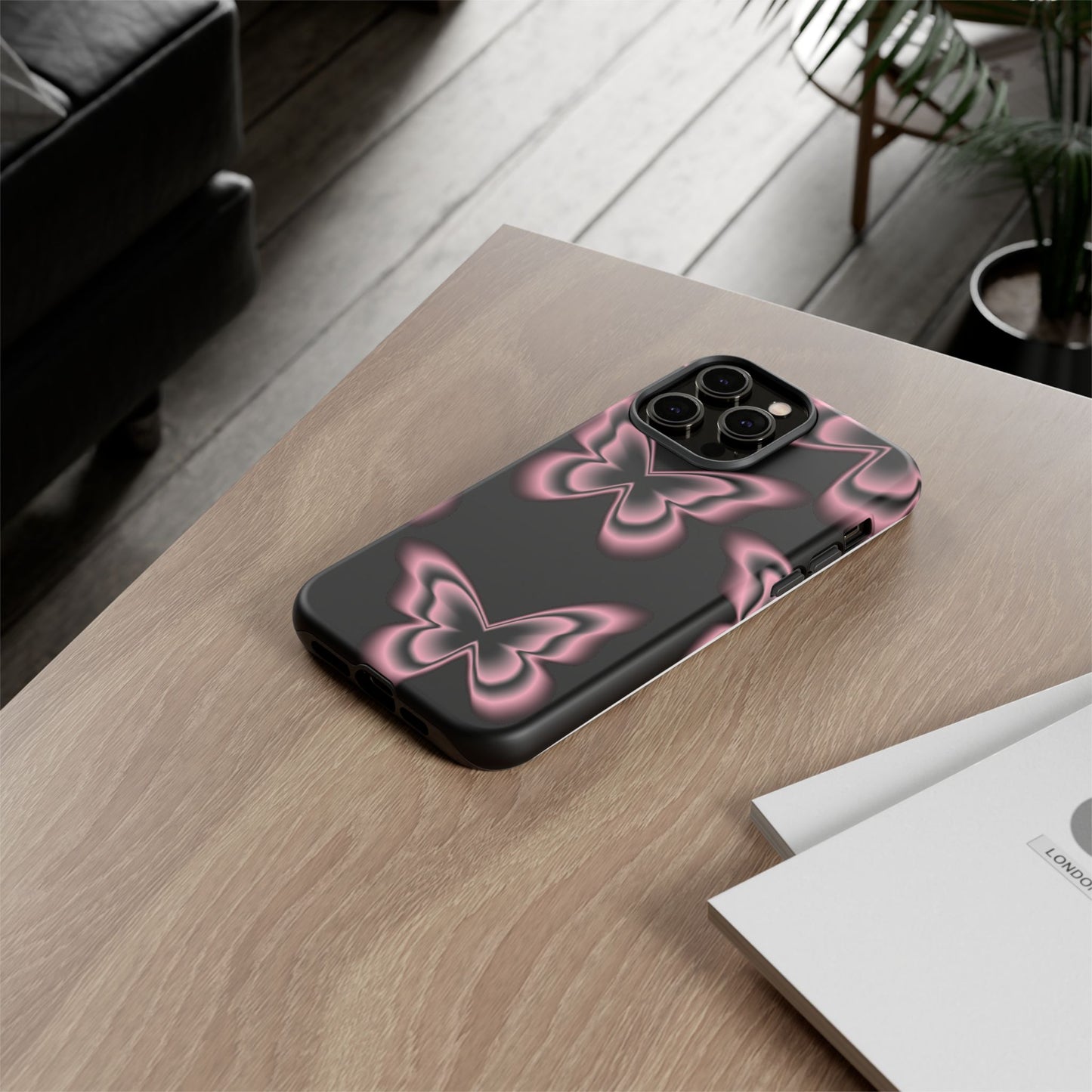 Pink Butterfly Tough Phone Case