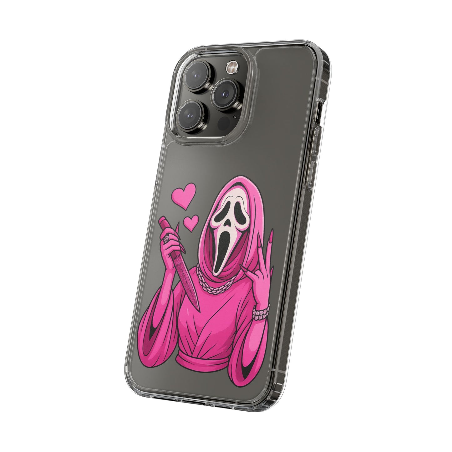 Pink Ghost Clear Phone Case