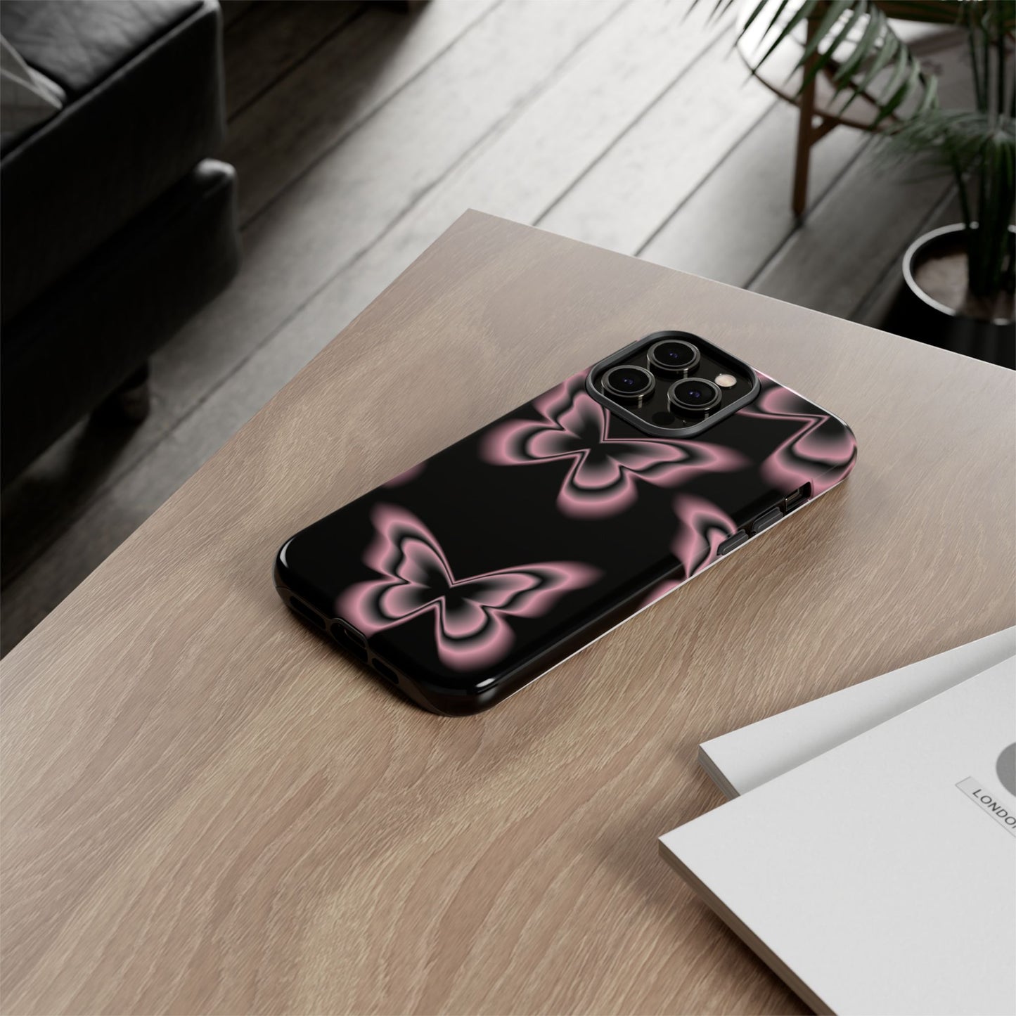 Pink Butterfly Tough Phone Case