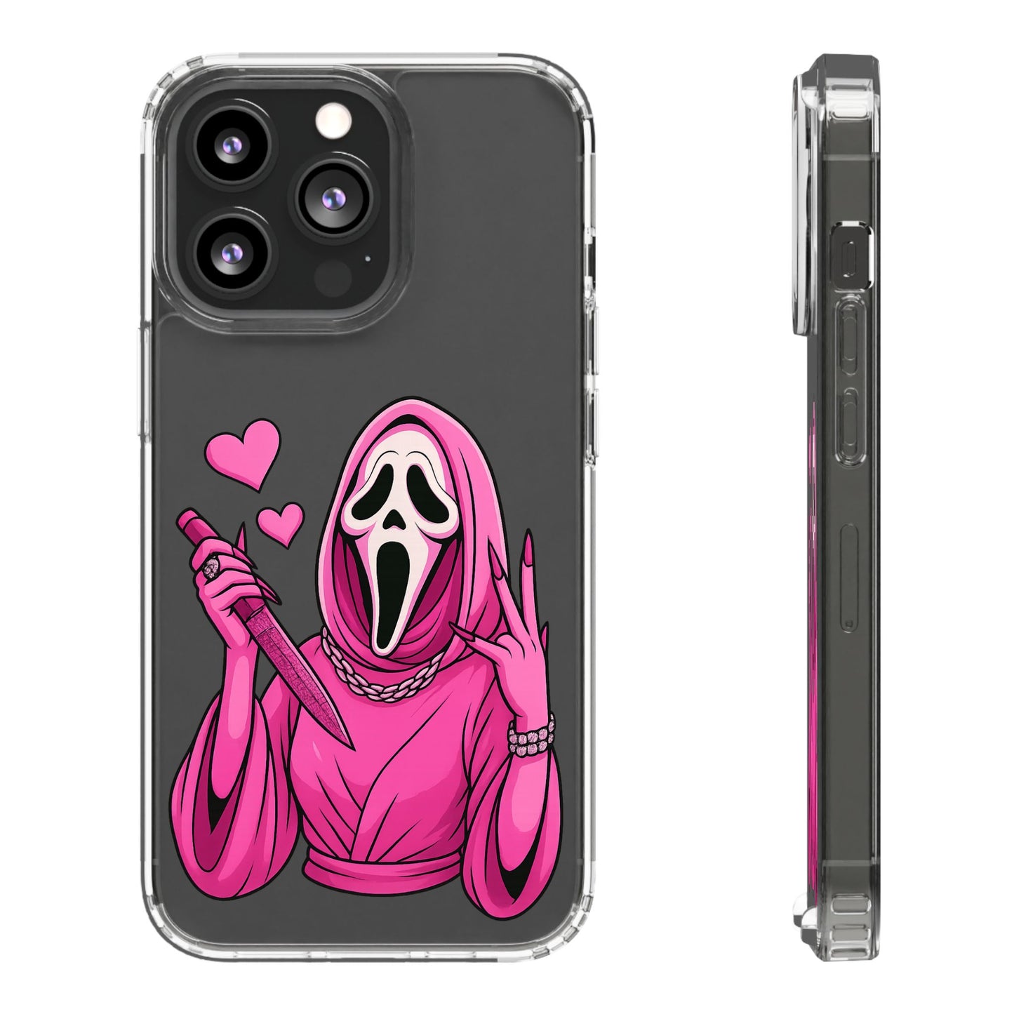 Pink Ghost Clear Phone Case