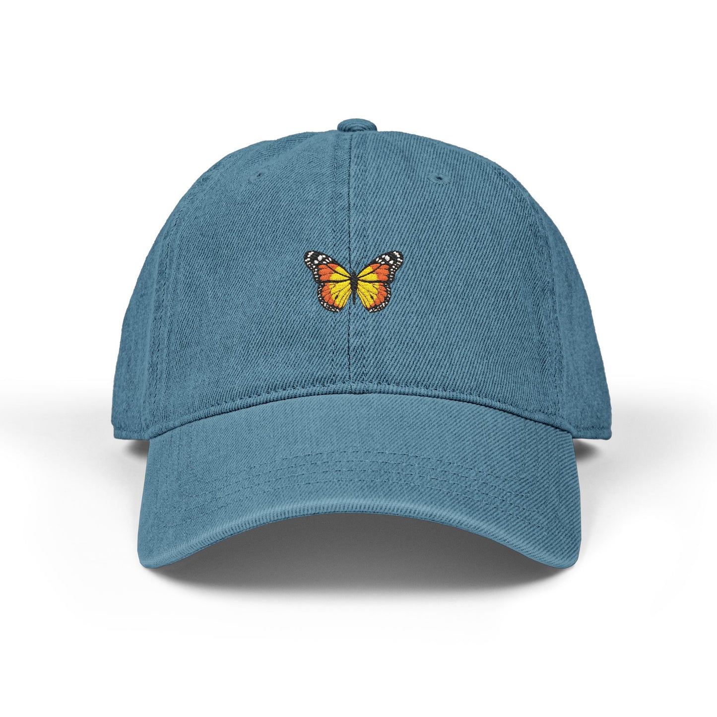 Monarch Butterfly Embroidered Denim Hat