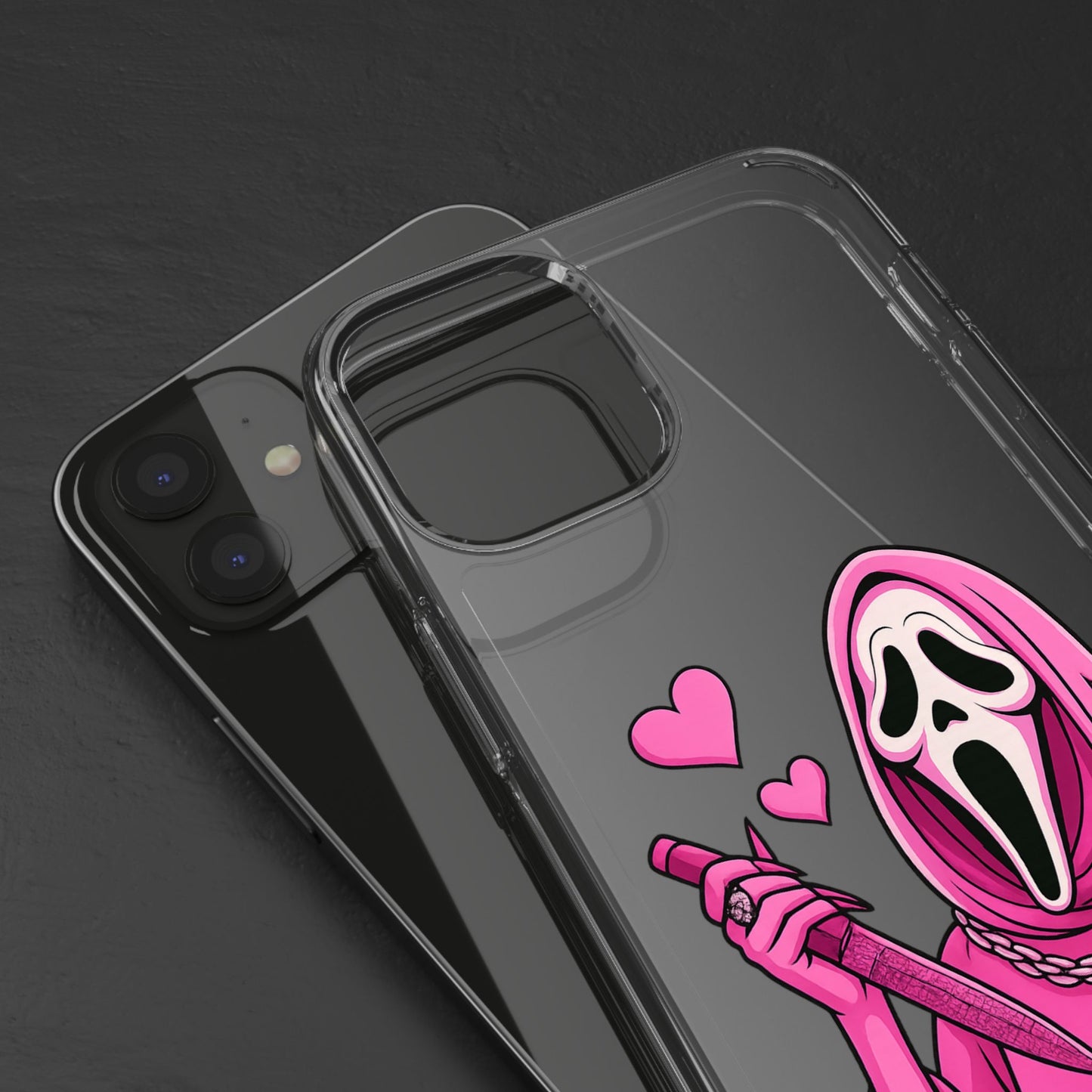 Pink Ghost Clear Phone Case