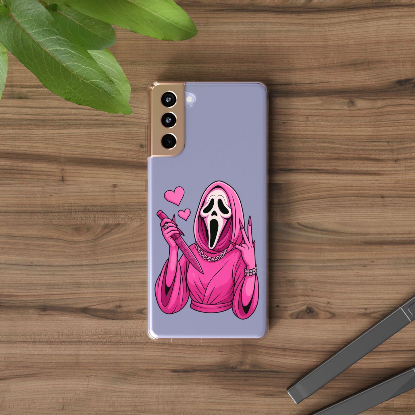 Pink Ghost Clear Phone Case