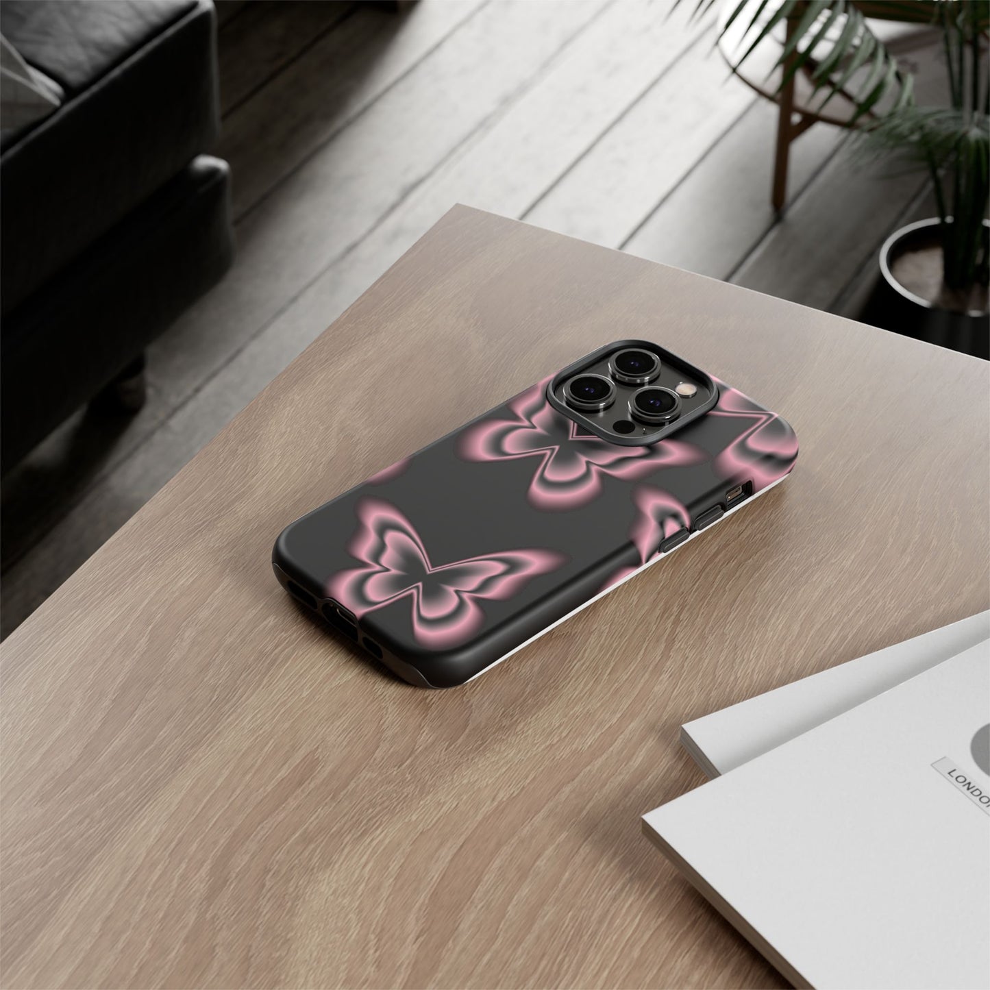 Pink Butterfly Tough Phone Case