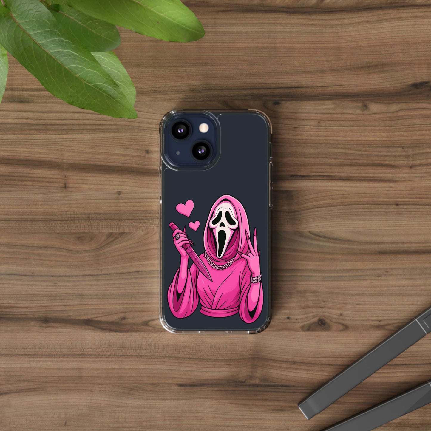 Pink Ghost Clear Phone Case
