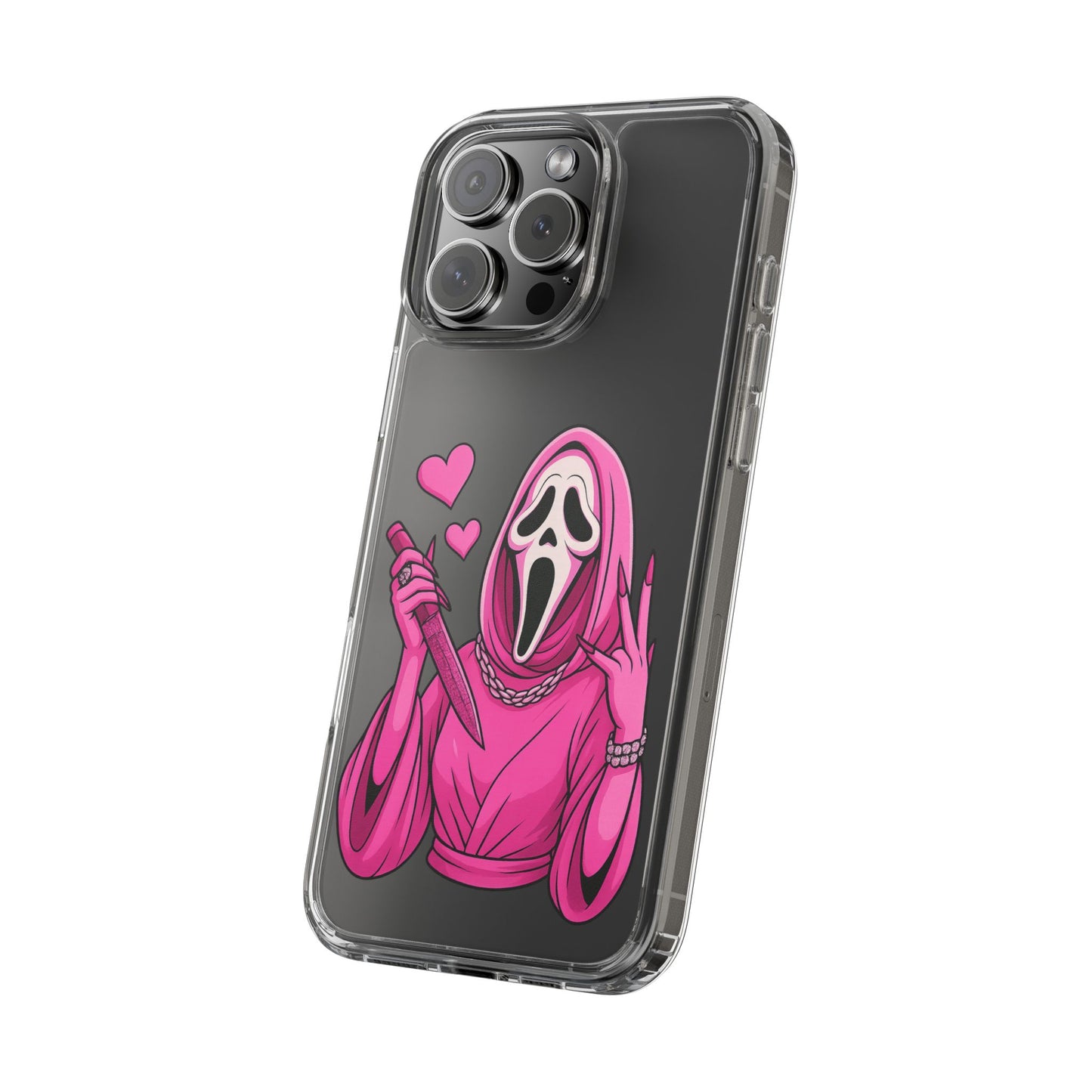 Pink Ghost Clear Phone Case
