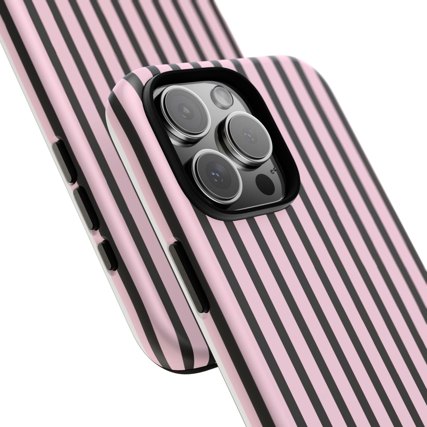 Striped Pink and Black Tough Phone Case