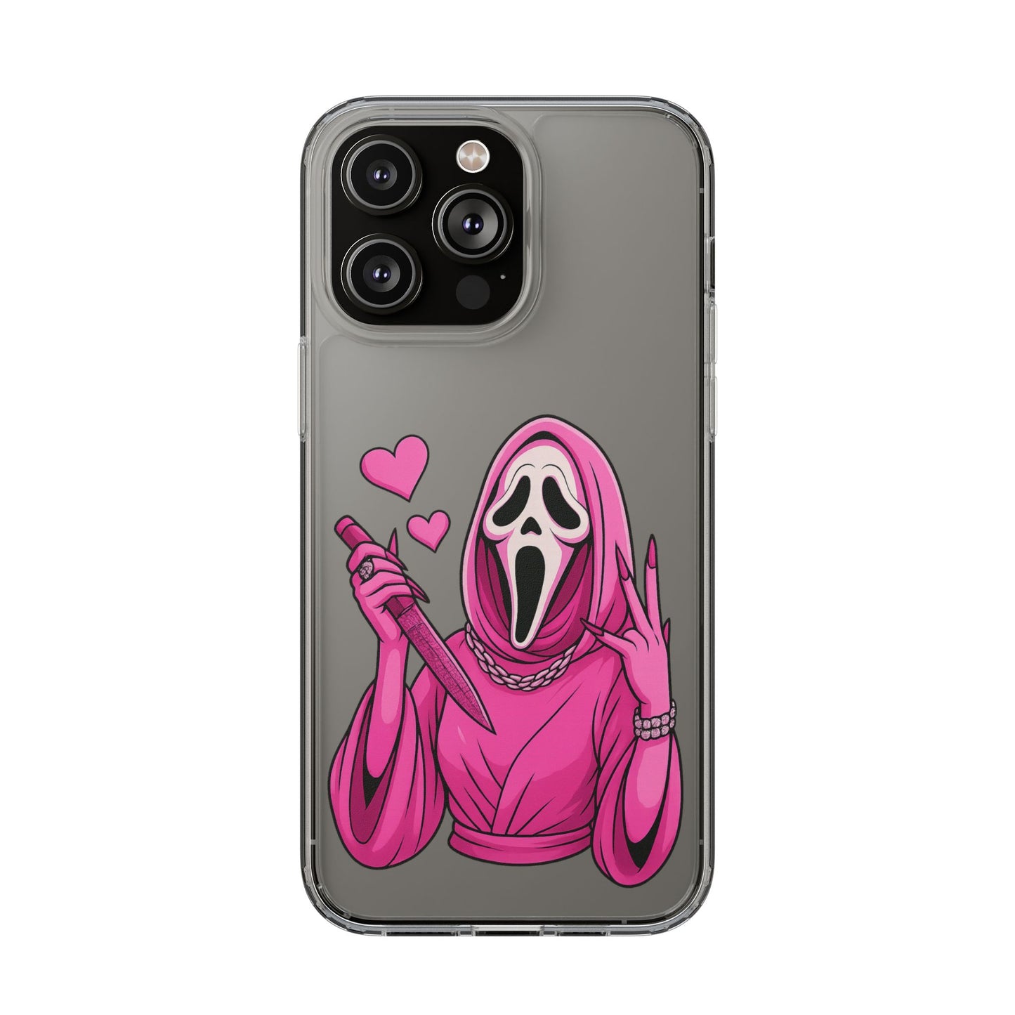 Pink Ghost Clear Phone Case
