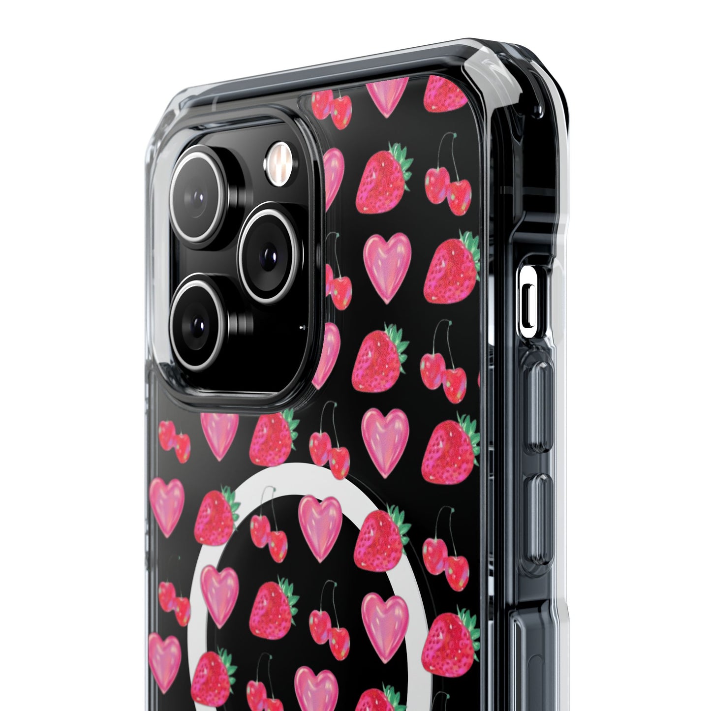Cute Strawberry Heart Clear Magnetic Impact Case