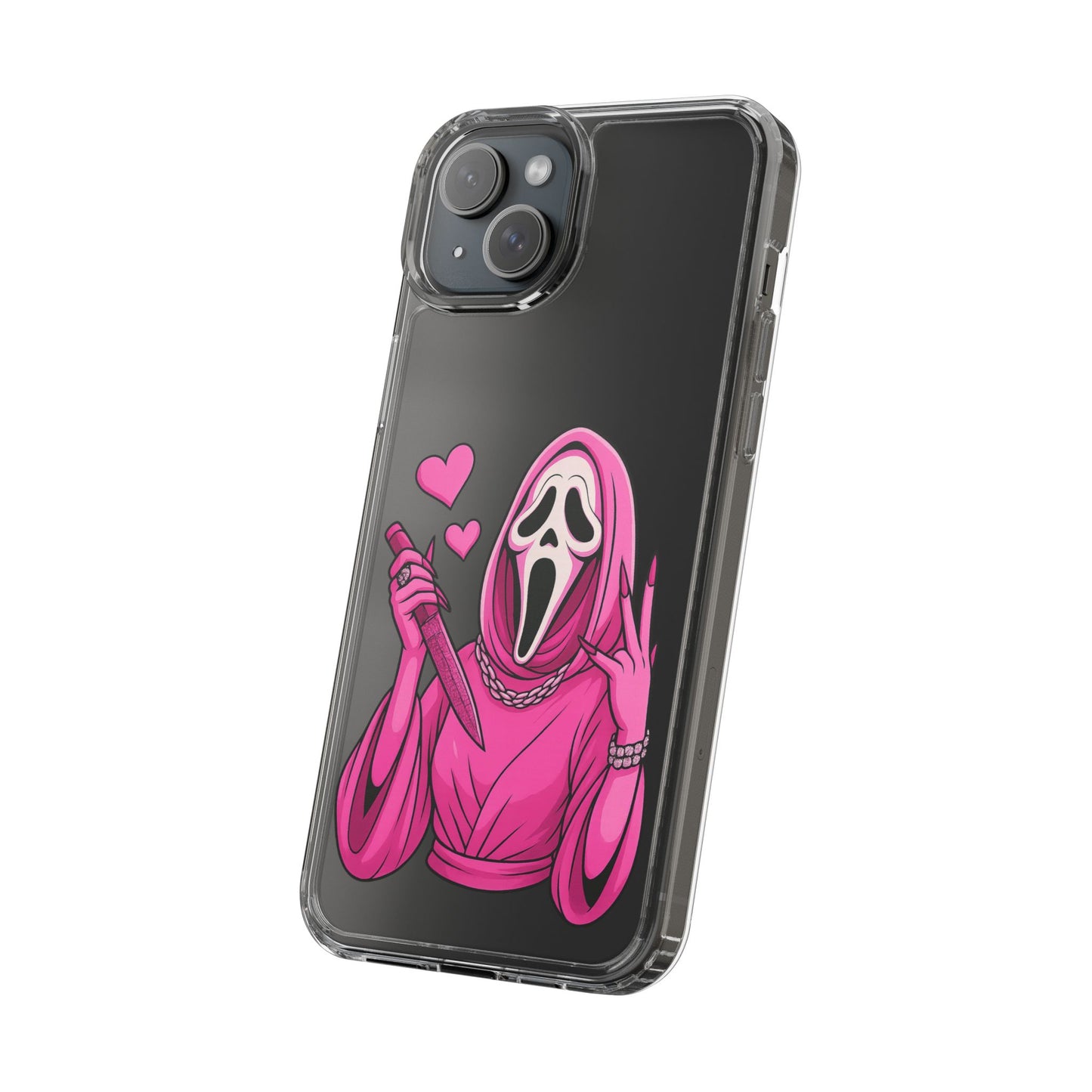 Pink Ghost Clear Phone Case