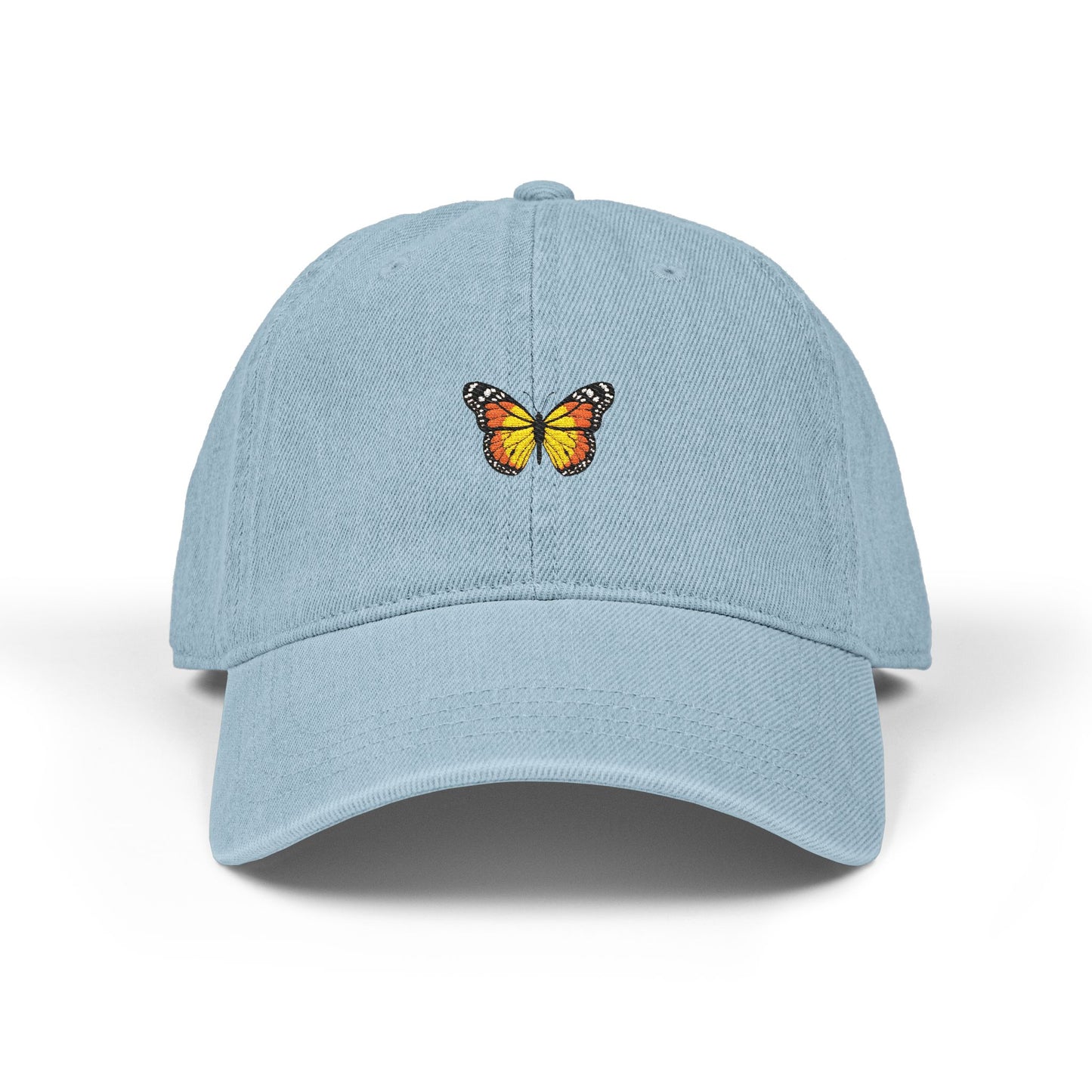 Monarch Butterfly Embroidered Denim Hat