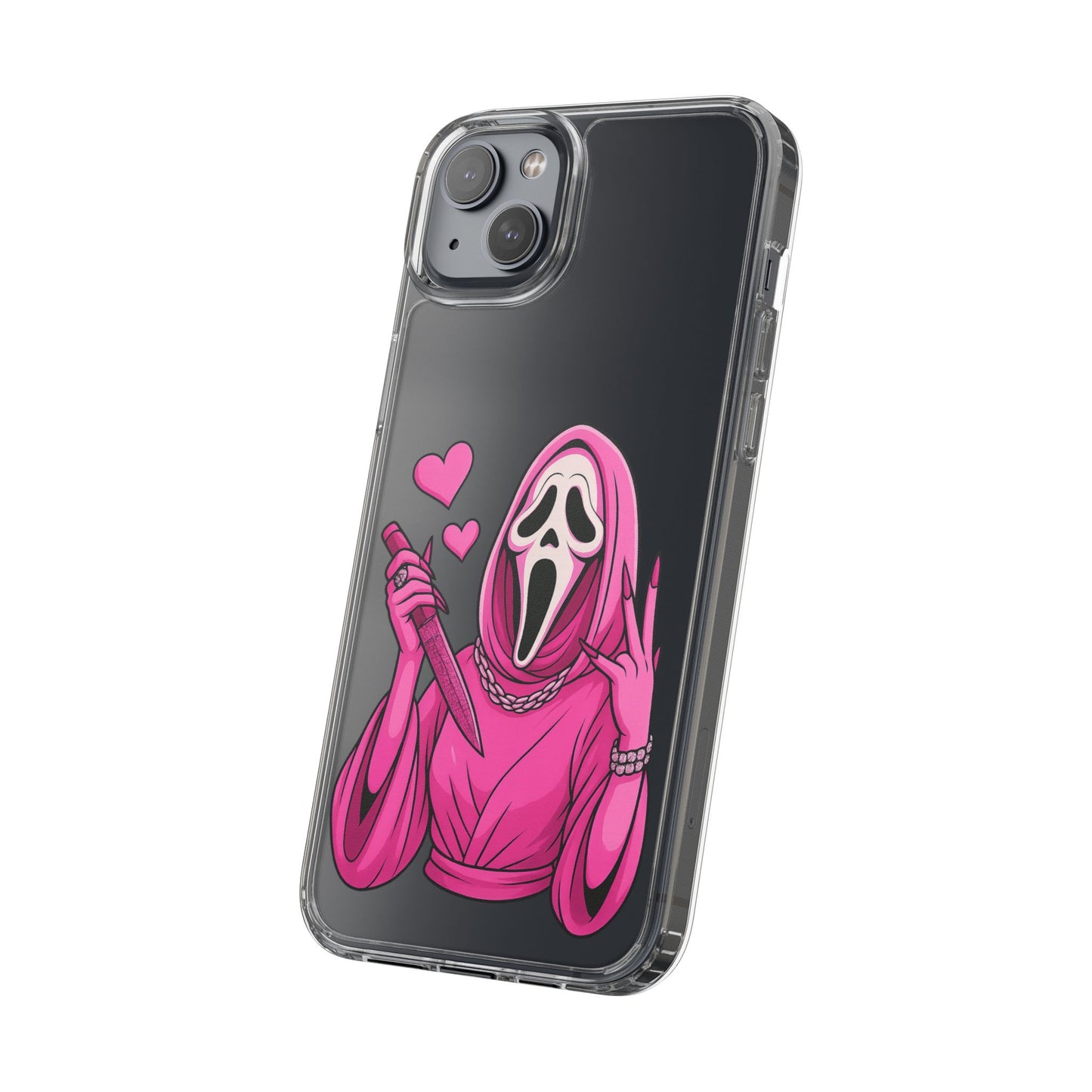 Pink Ghost Clear Phone Case