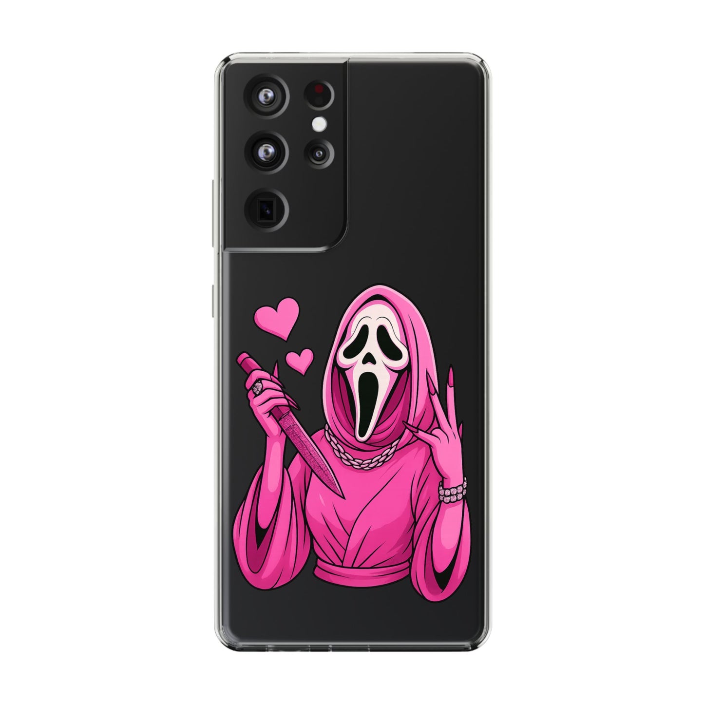 Pink Ghost Clear Phone Case