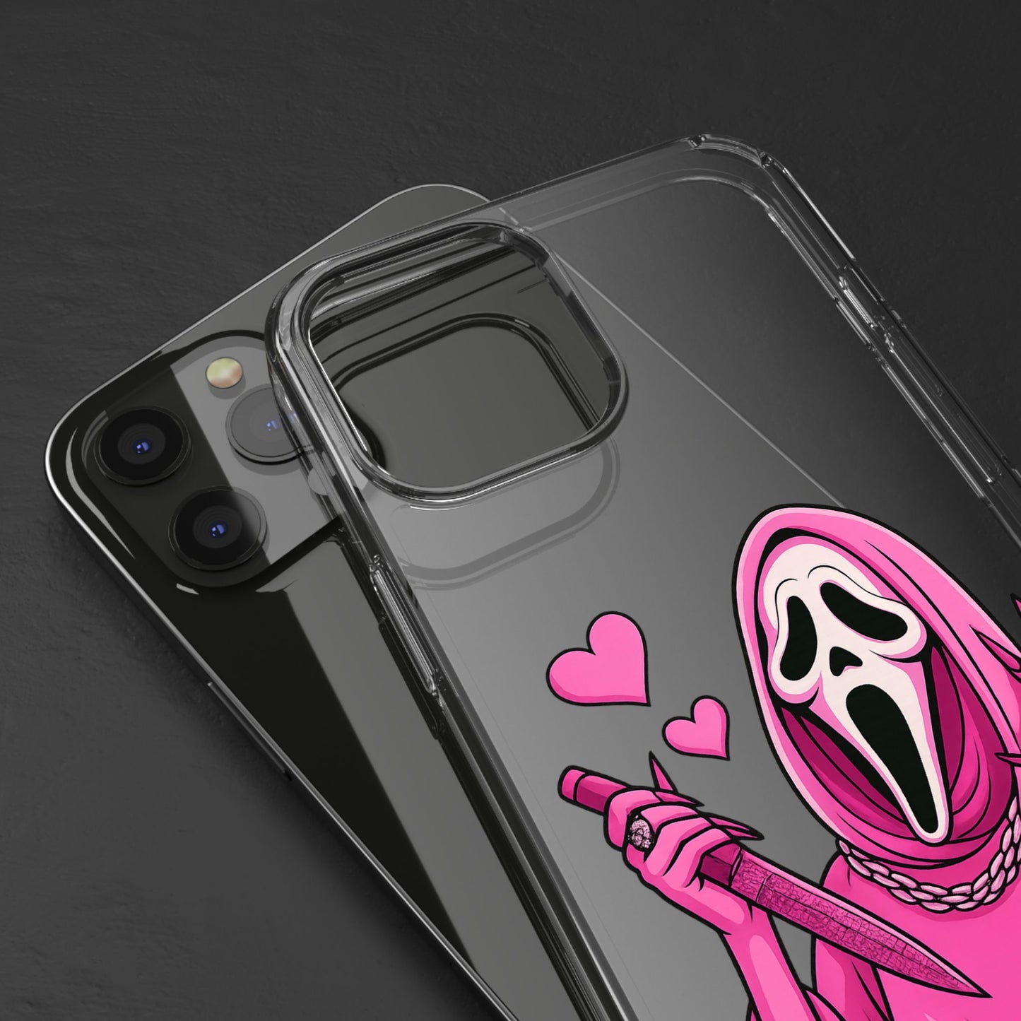 Pink Ghost Clear Phone Case