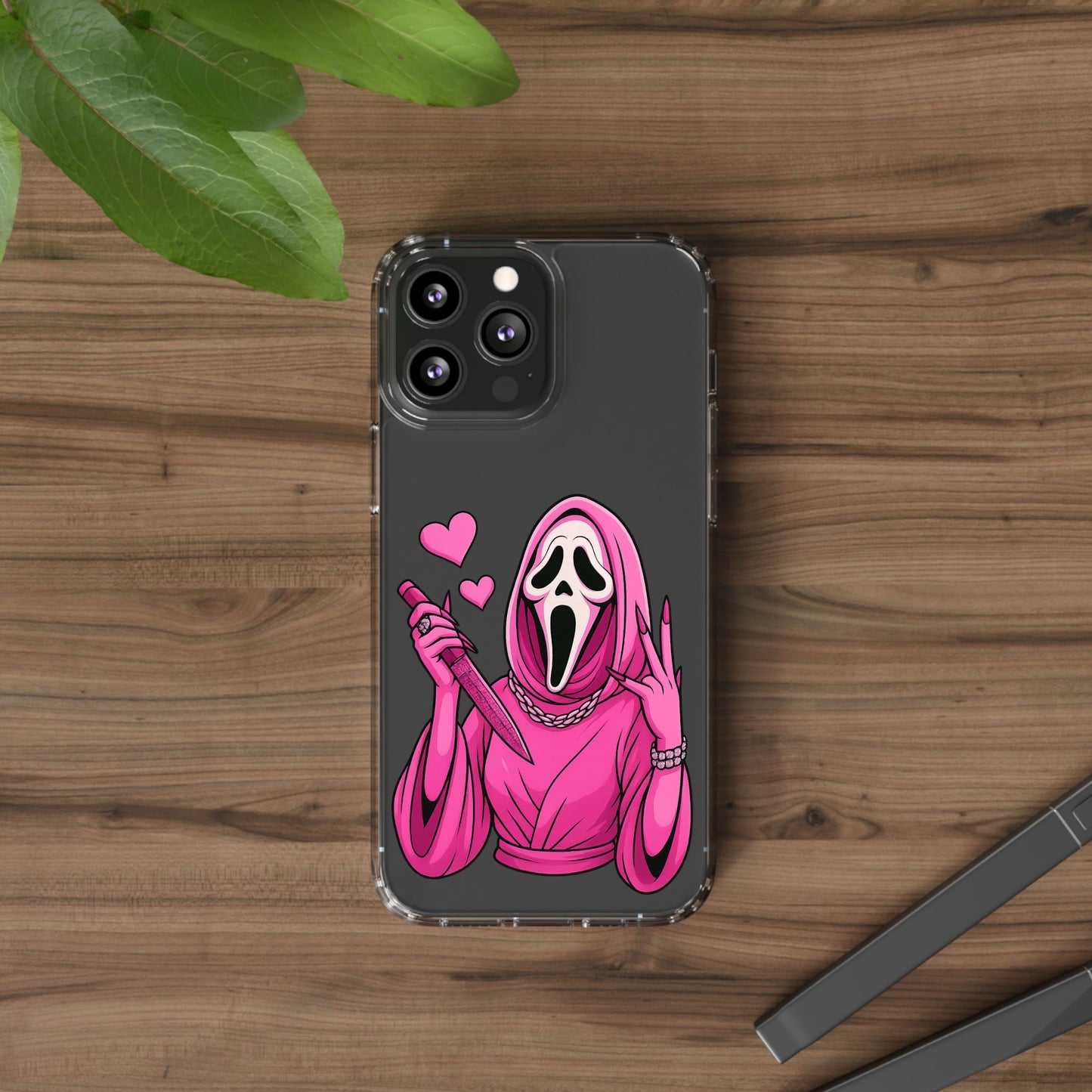 Pink Ghost Clear Phone Case