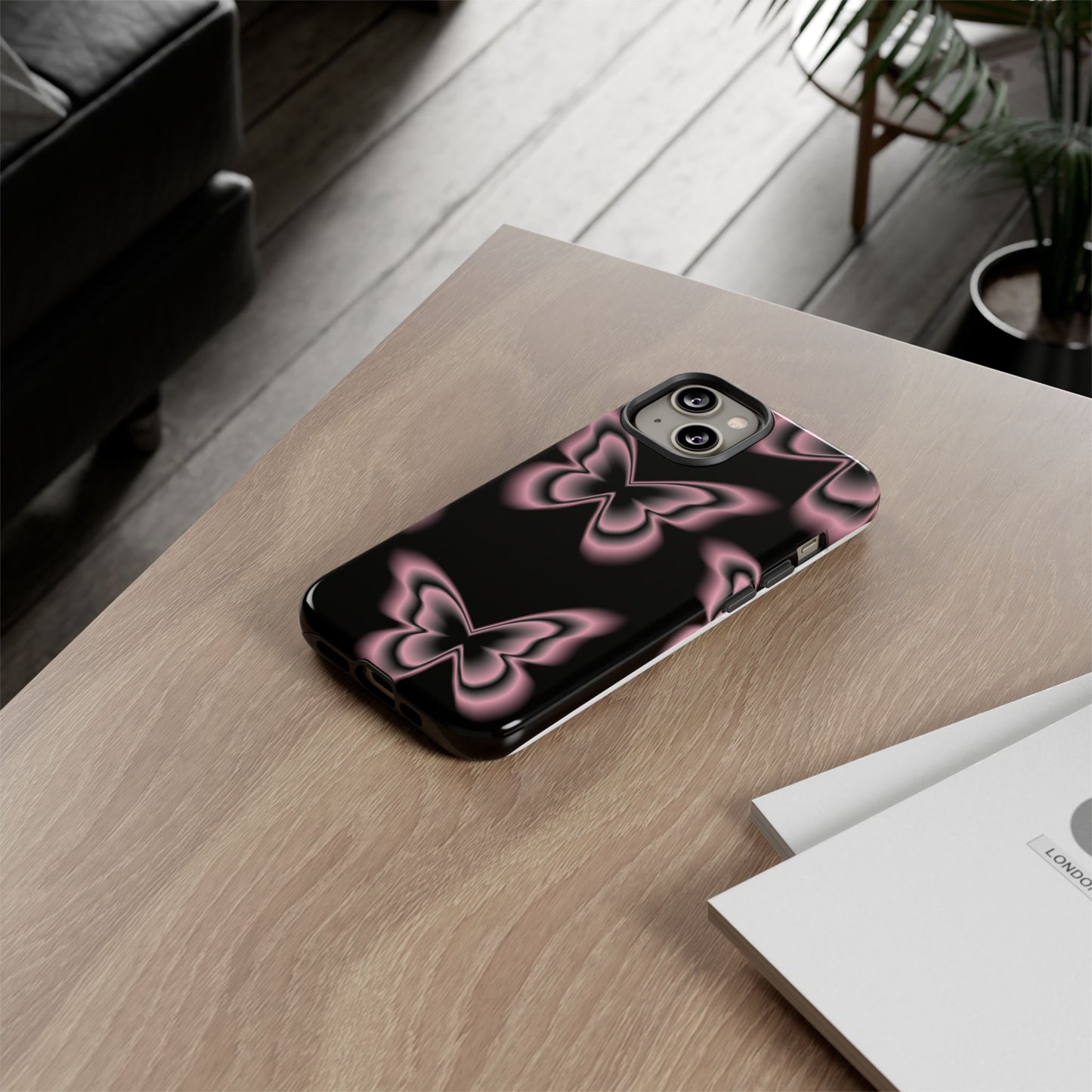 Pink Butterfly Tough Phone Case