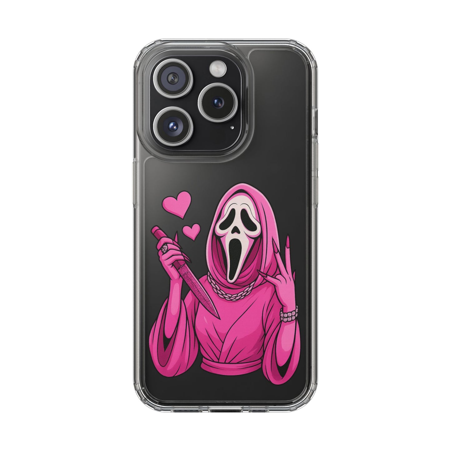Pink Ghost Clear Phone Case