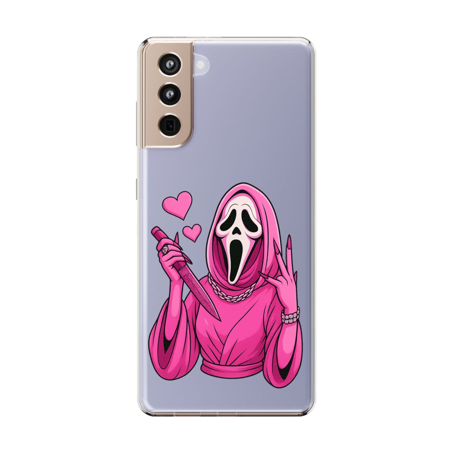 Pink Ghost Clear Phone Case