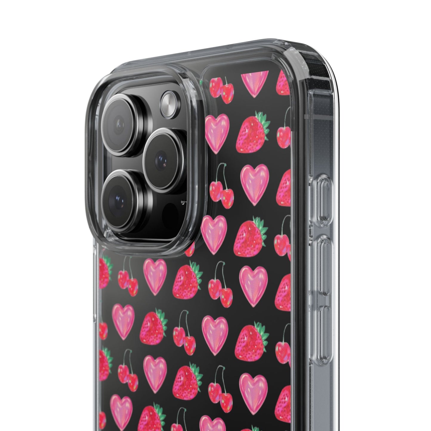 Cute Strawberry Heart Clear Phone Case
