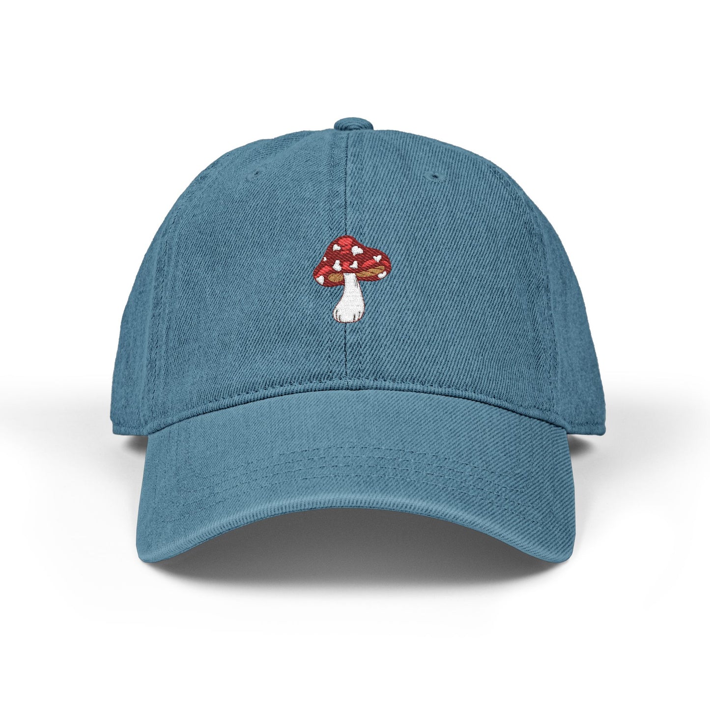 Denim Embroidered Mushroom Hat