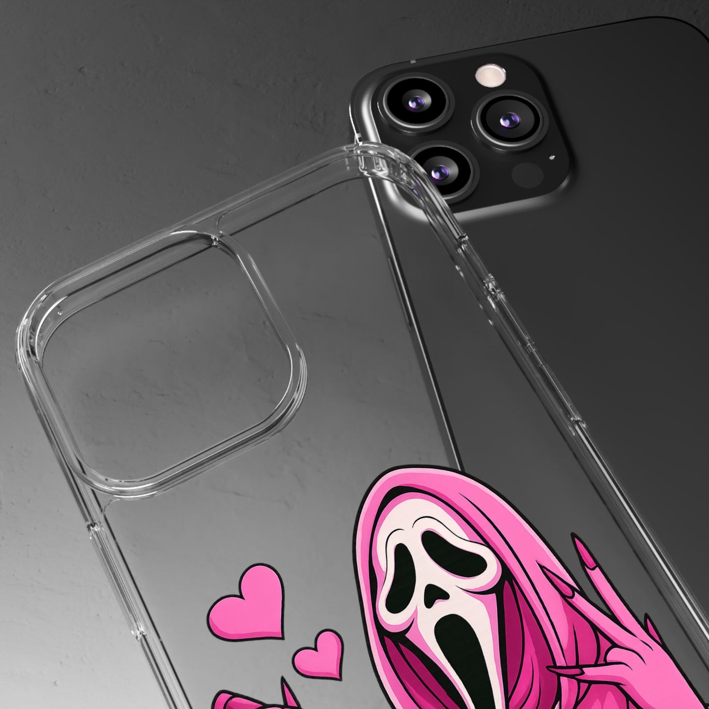 Pink Ghost Clear Phone Case