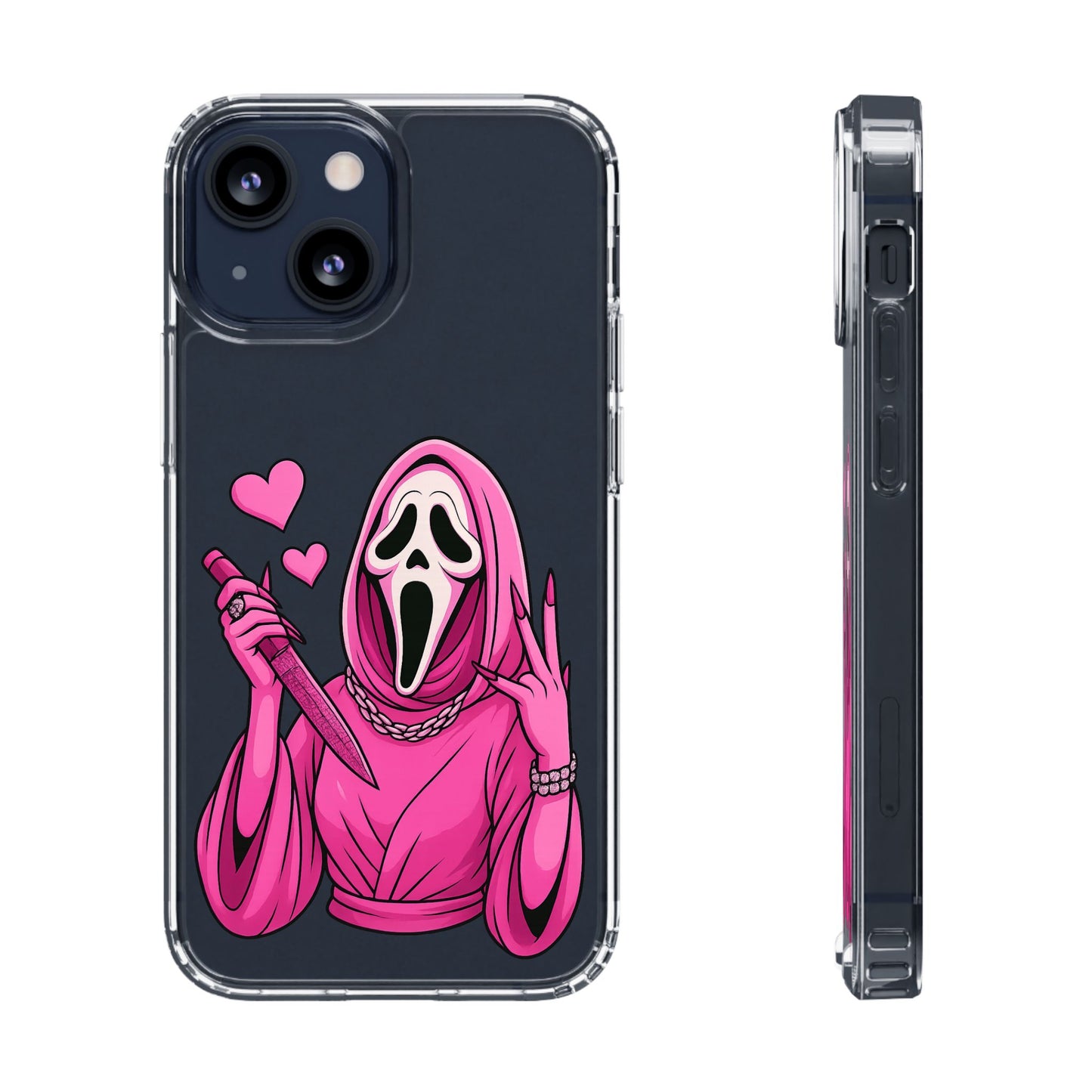 Pink Ghost Clear Phone Case