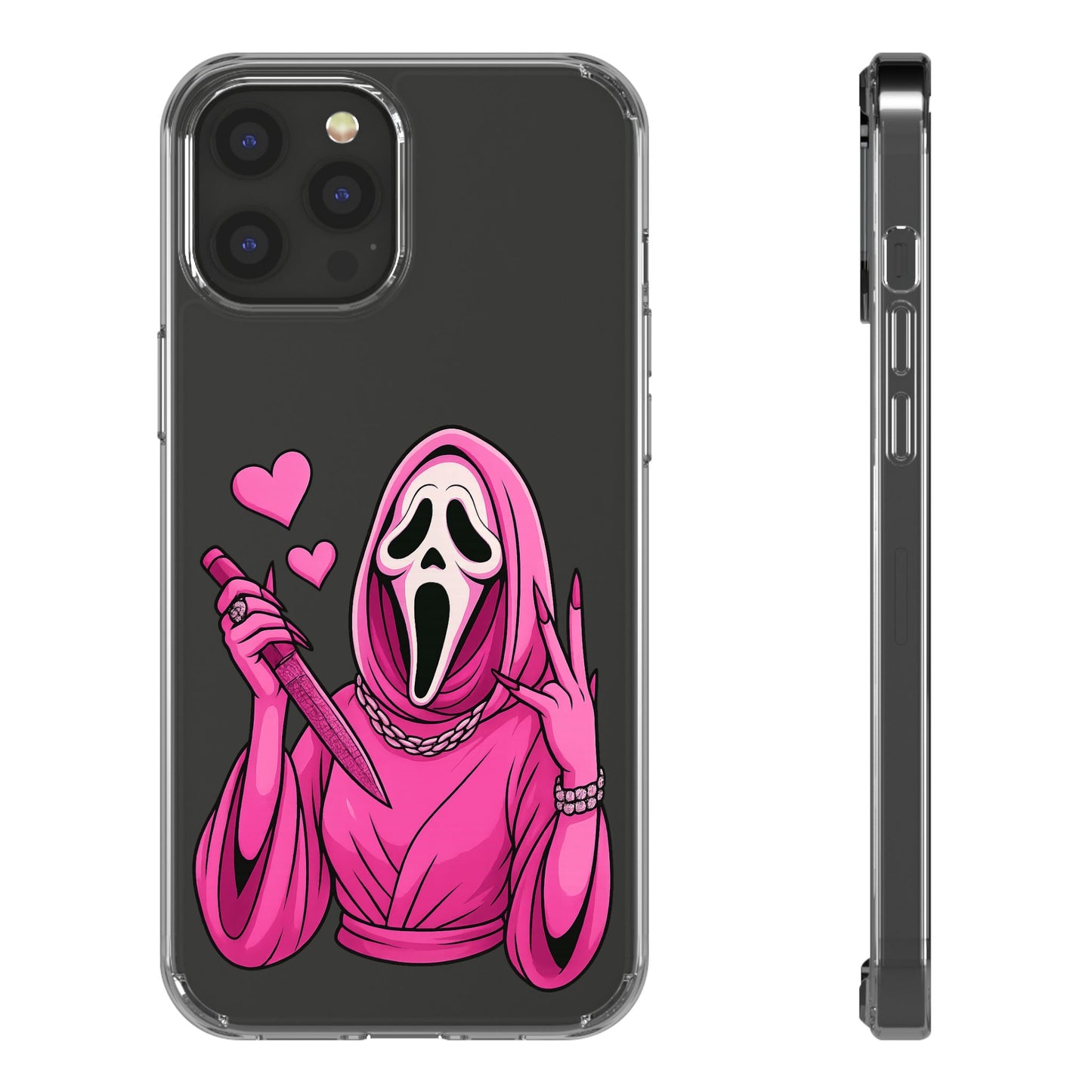 Pink Ghost Clear Phone Case