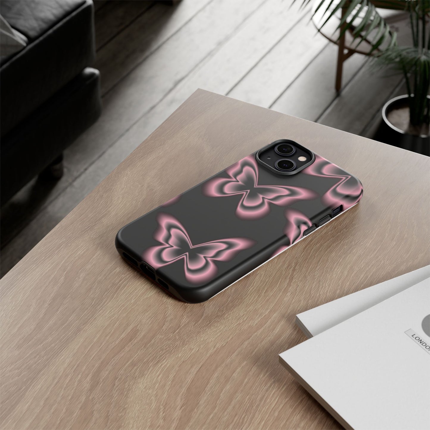 Pink Butterfly Tough Phone Case