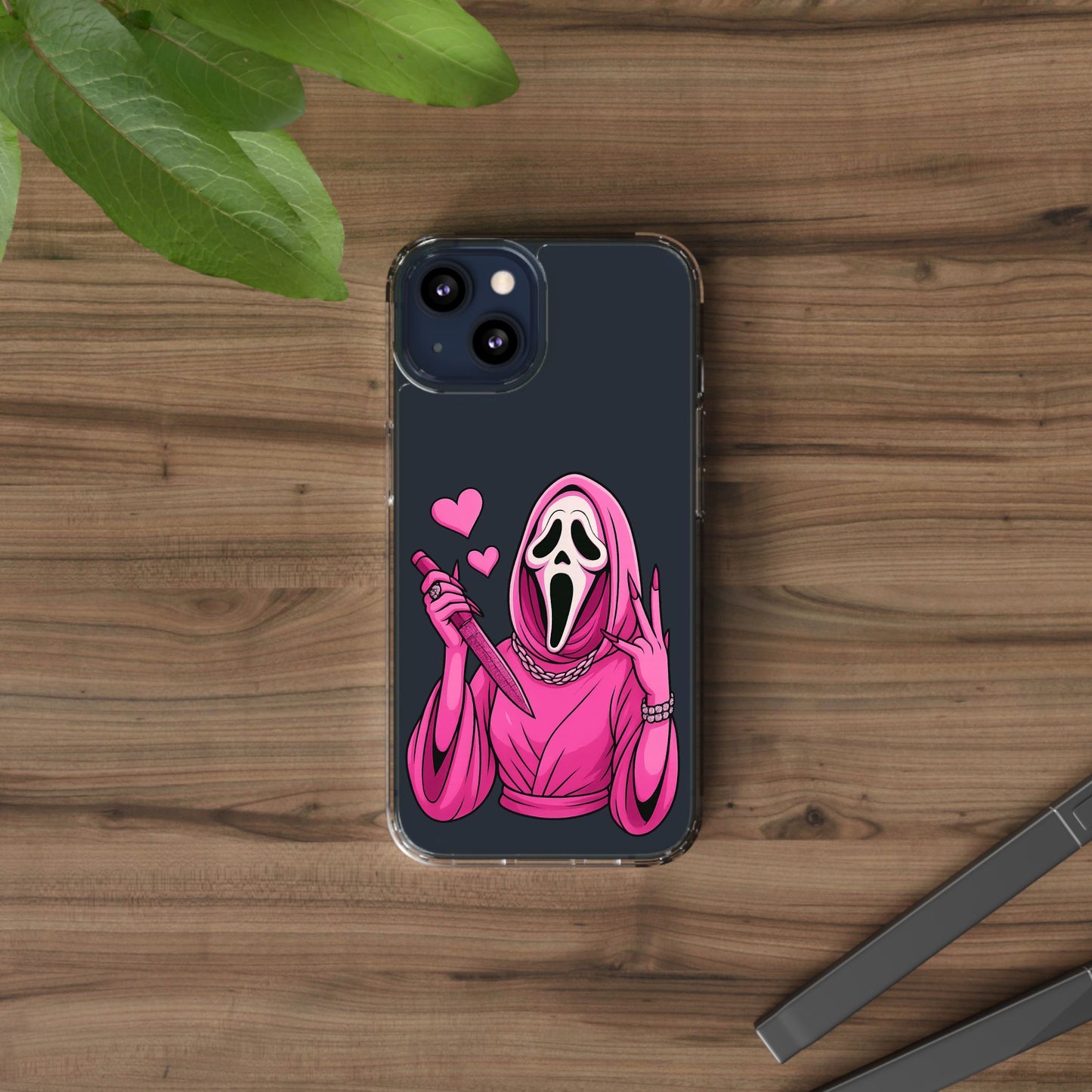 Pink Ghost Clear Phone Case