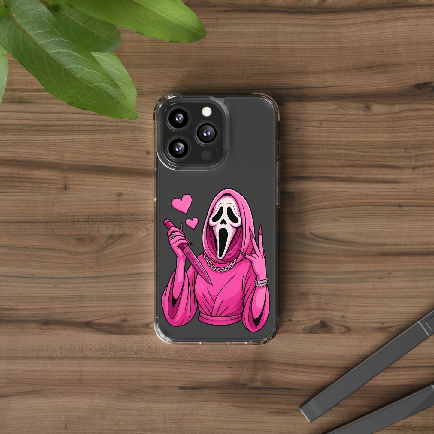 Pink Ghost Clear Phone Case
