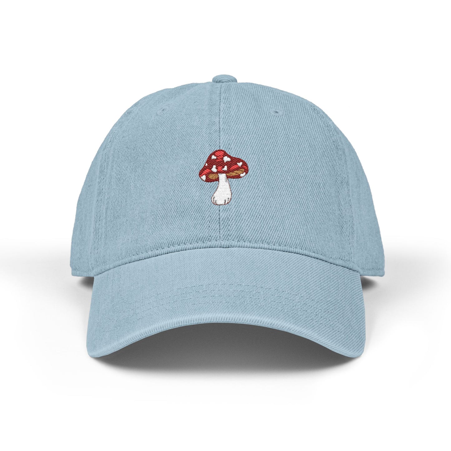 Denim Embroidered Mushroom Hat