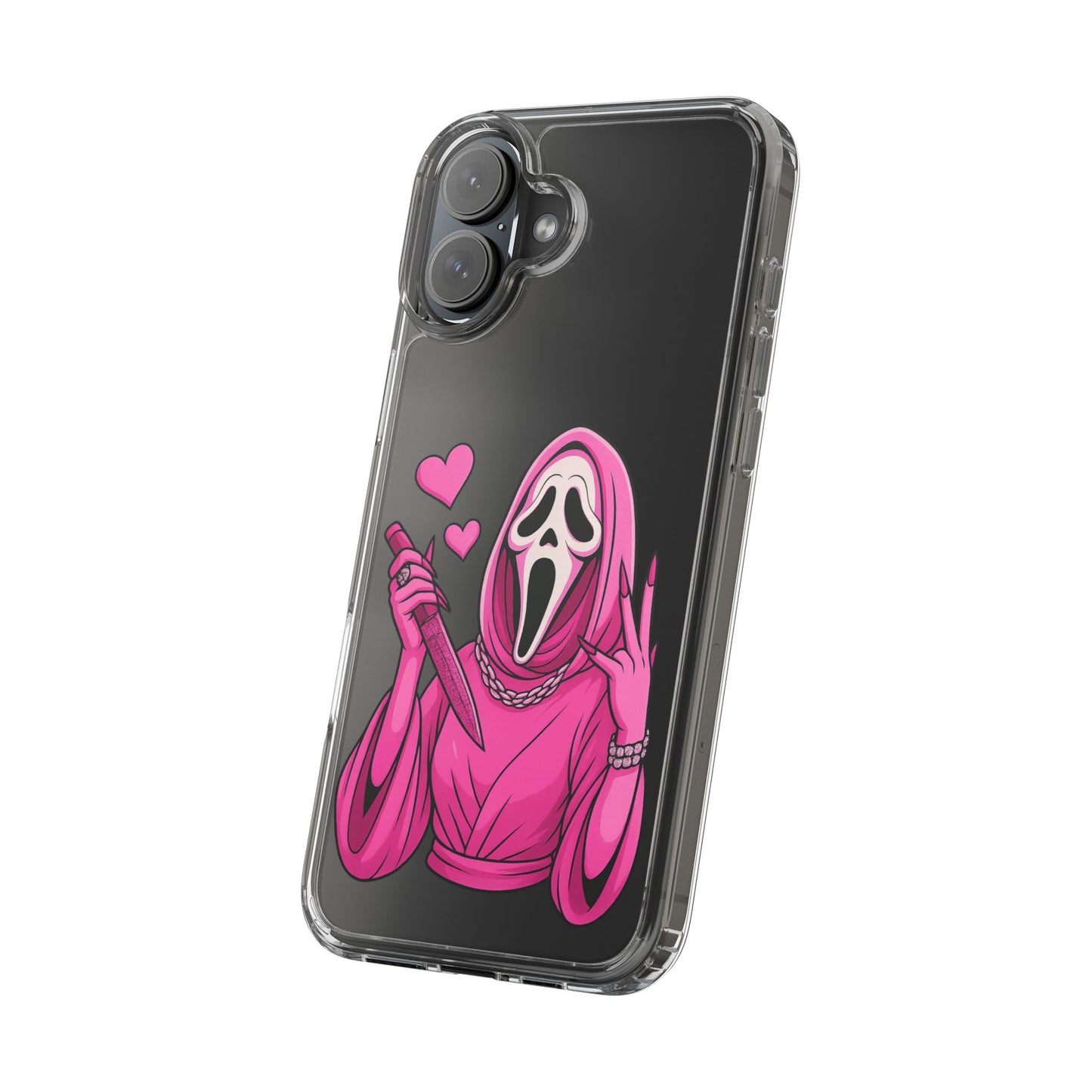 Pink Ghost Clear Phone Case