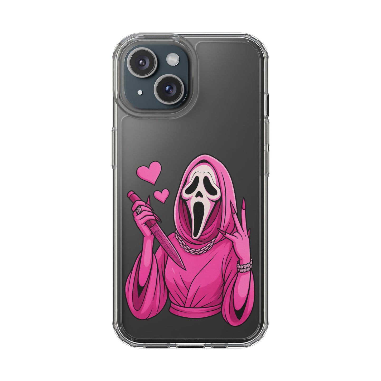 Pink Ghost Clear Phone Case