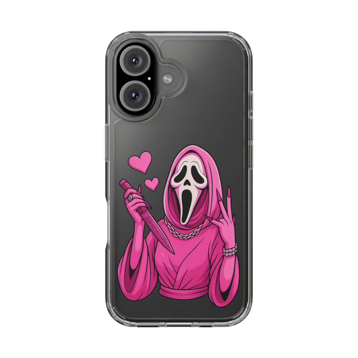Pink Ghost Clear Phone Case