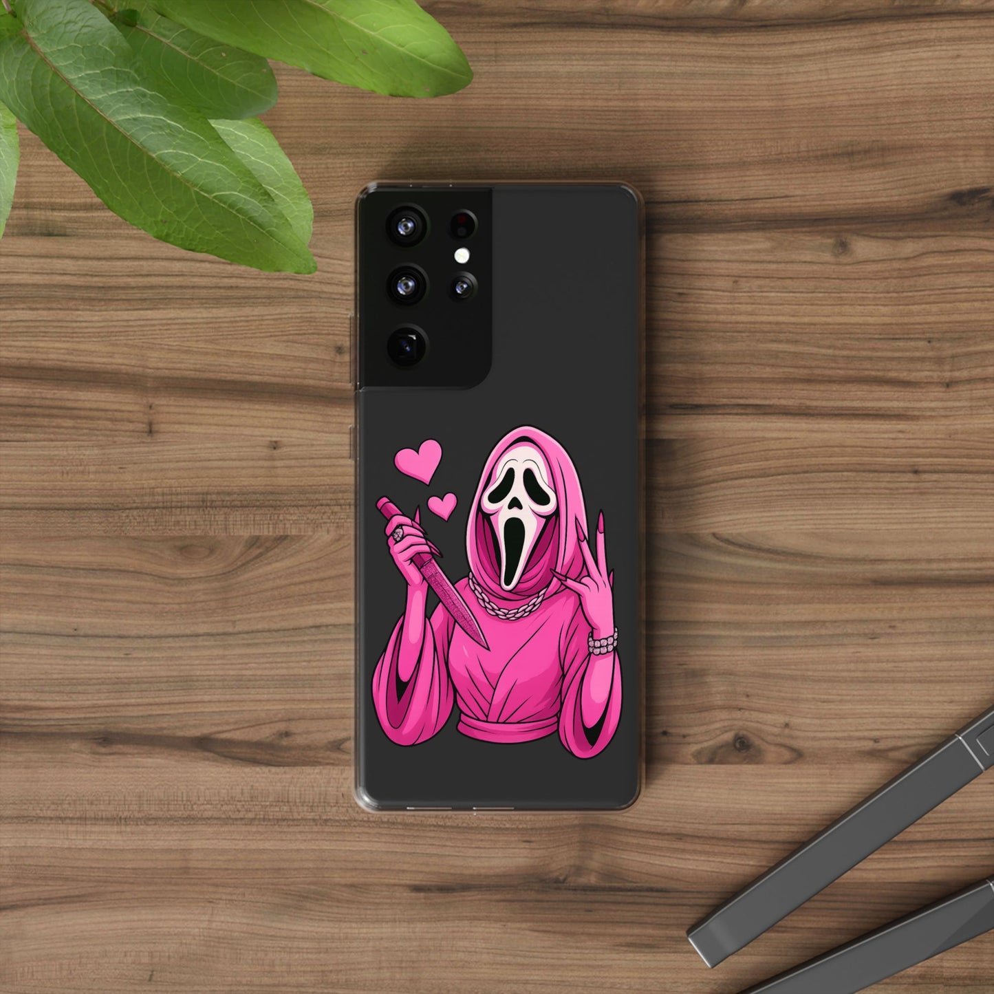 Pink Ghost Clear Phone Case