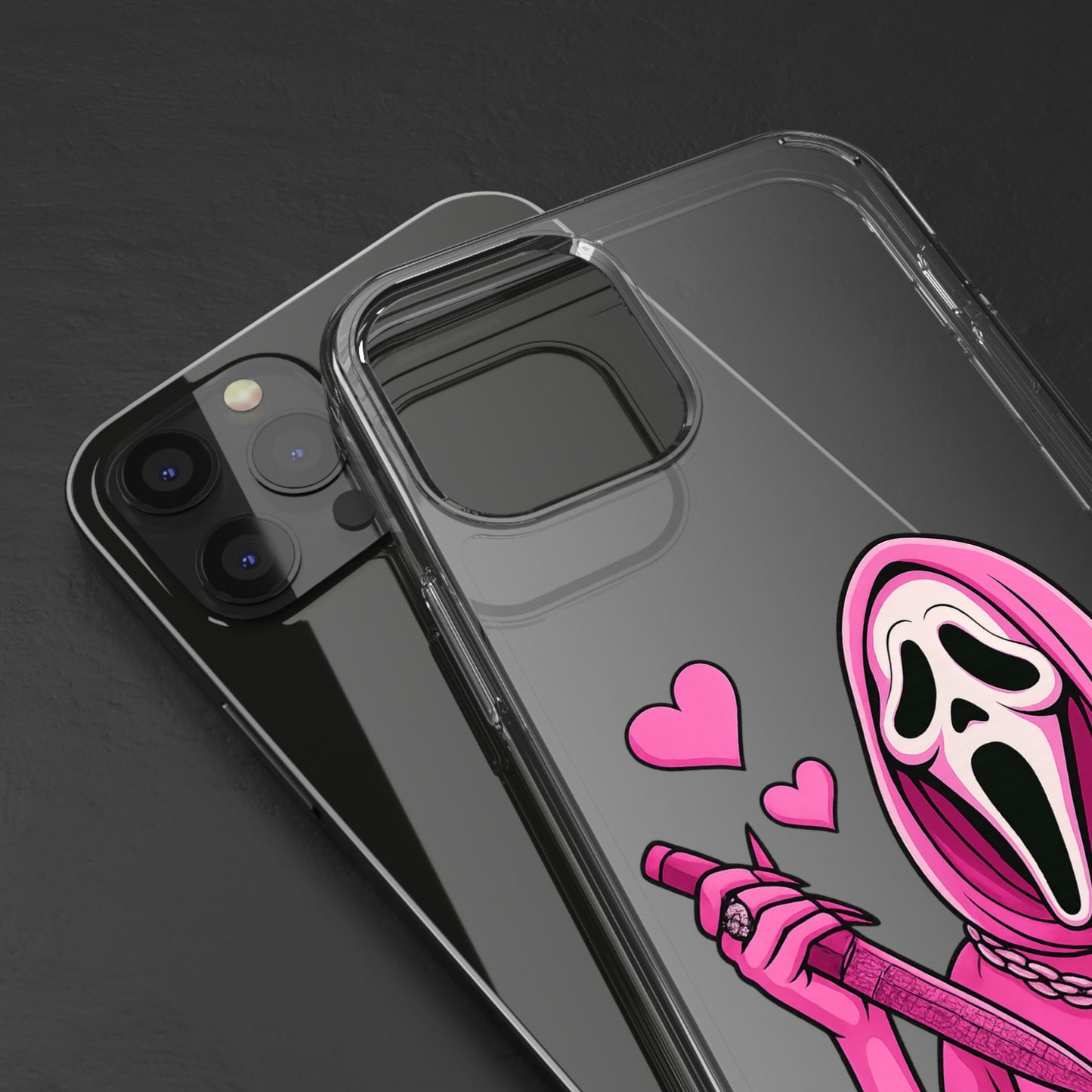 Pink Ghost Clear Phone Case