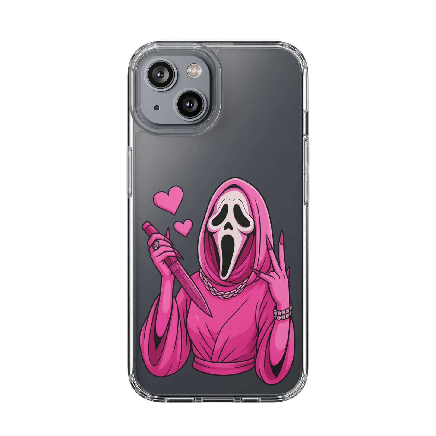 Pink Ghost Clear Phone Case