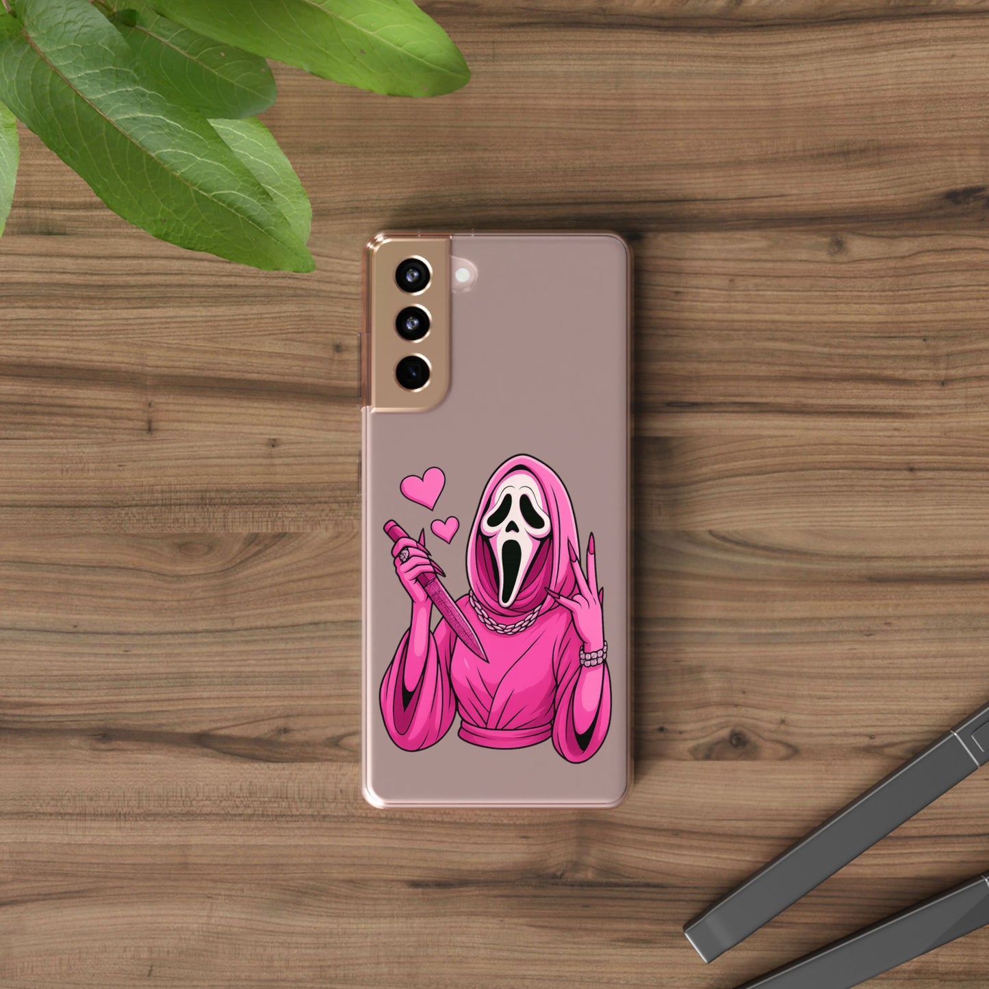 Pink Ghost Clear Phone Case