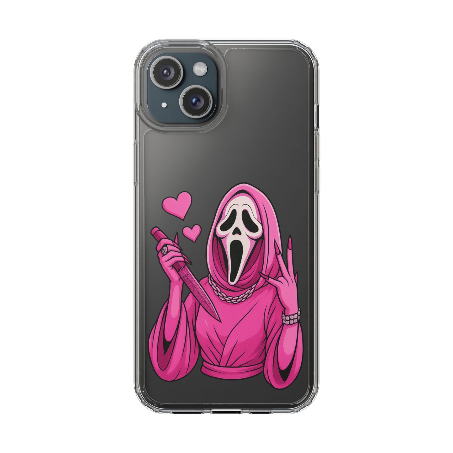 Pink Ghost Clear Phone Case