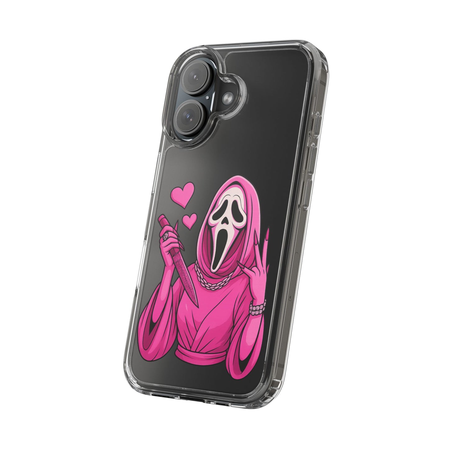 Pink Ghost Clear Phone Case