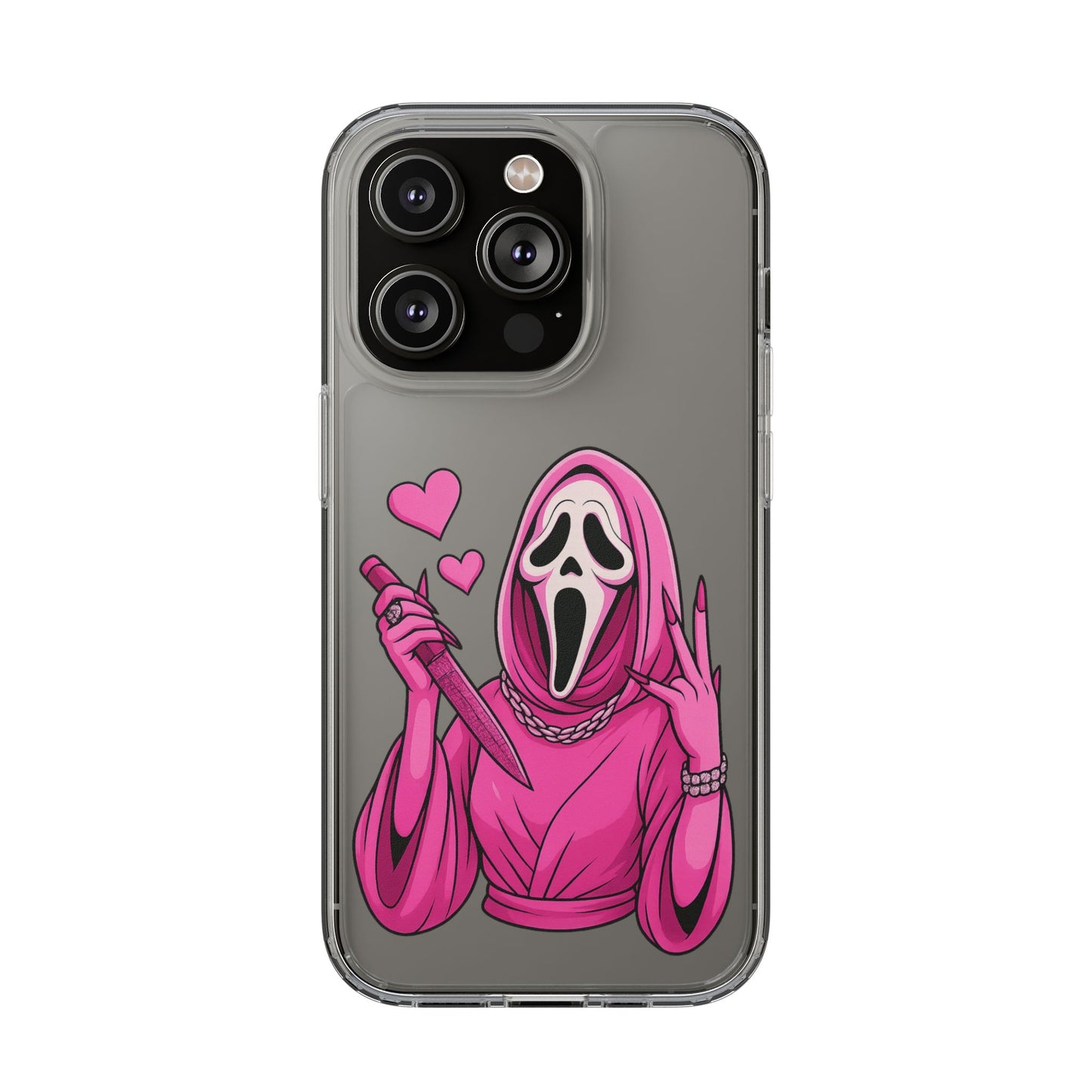 Pink Ghost Clear Phone Case