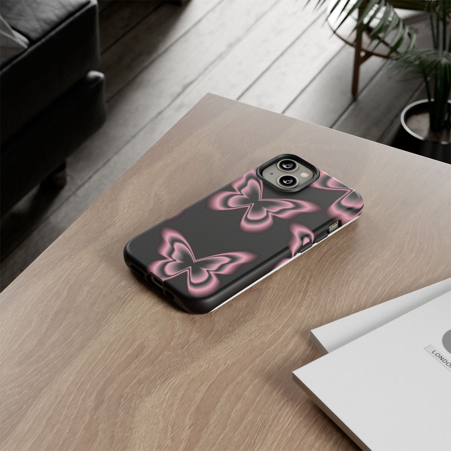 Pink Butterfly Tough Phone Case