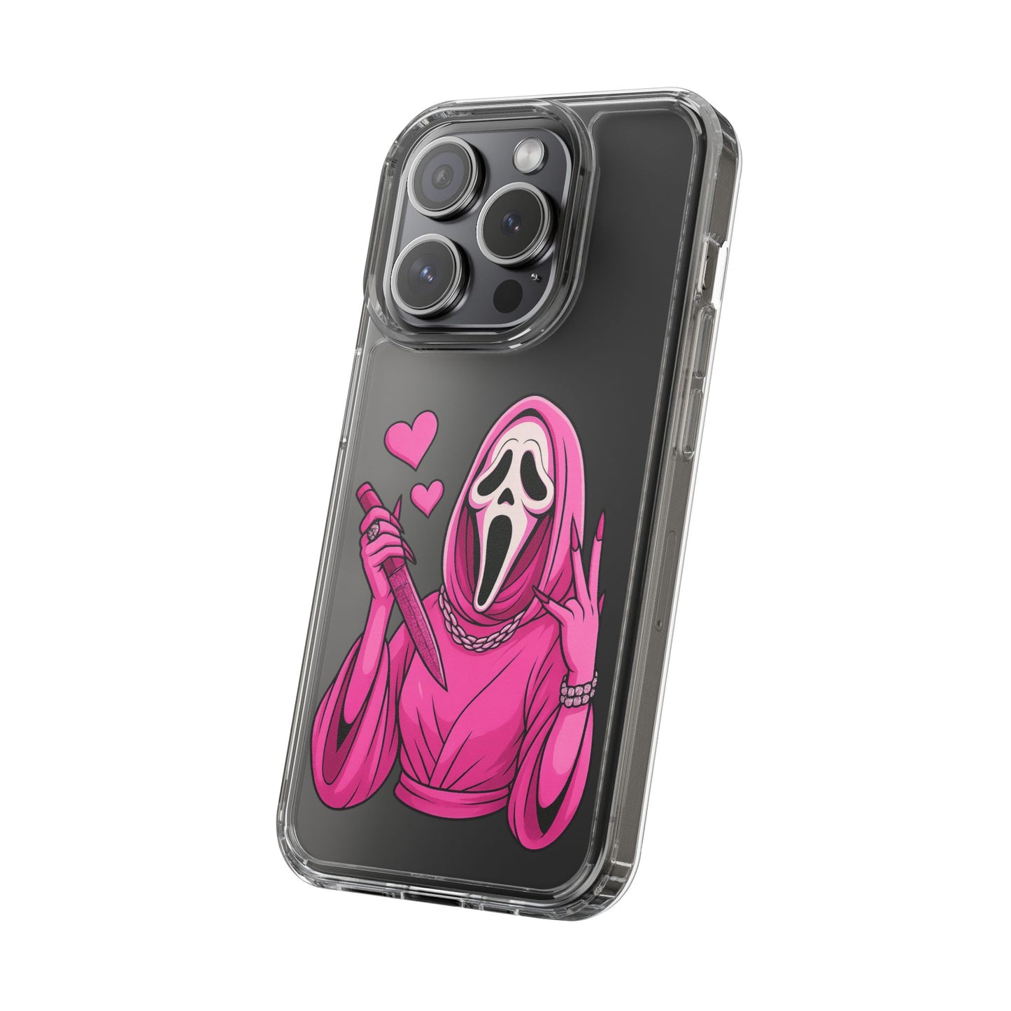 Pink Ghost Clear Phone Case