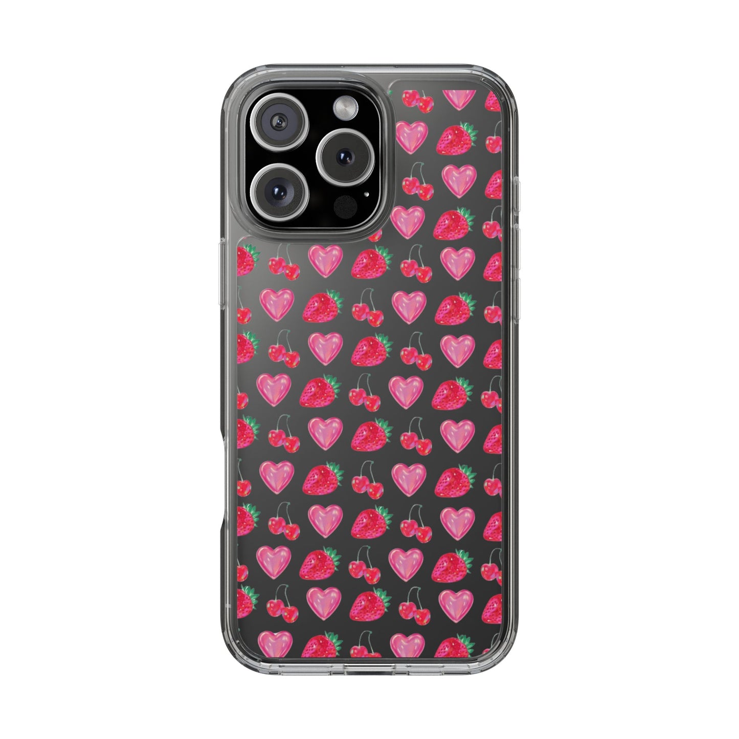 Cute Strawberry Heart Clear Phone Case